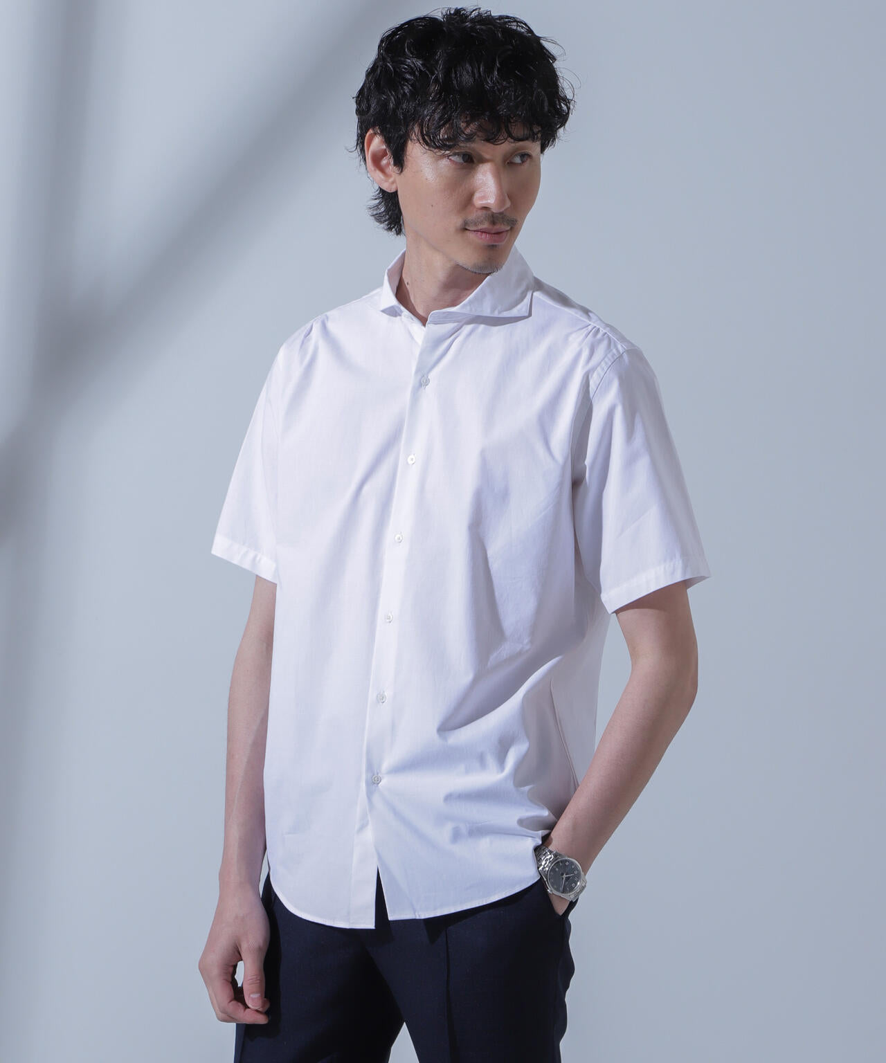 「N SHIRTS」AntiSoaked(R)汗染み防止ホリゾンタルカラーシャツ半袖