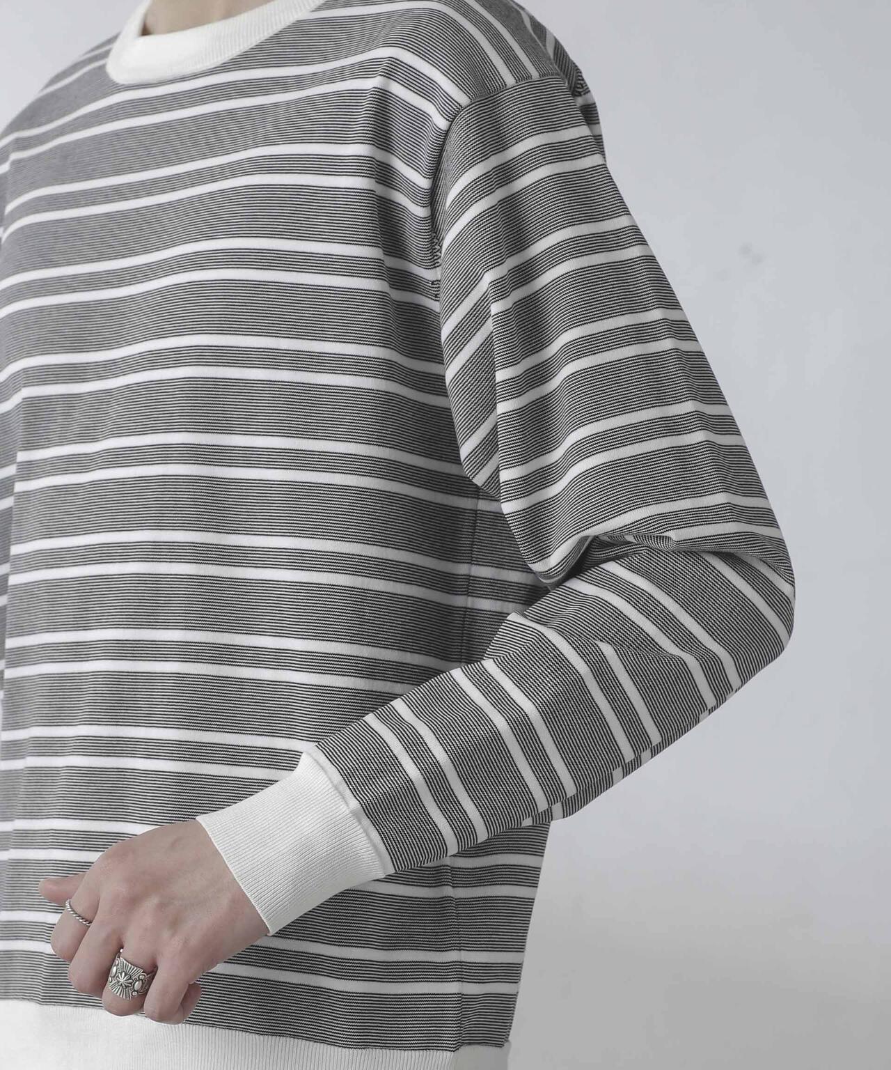C/SORONA プレーティングボーダーニットTシャツ