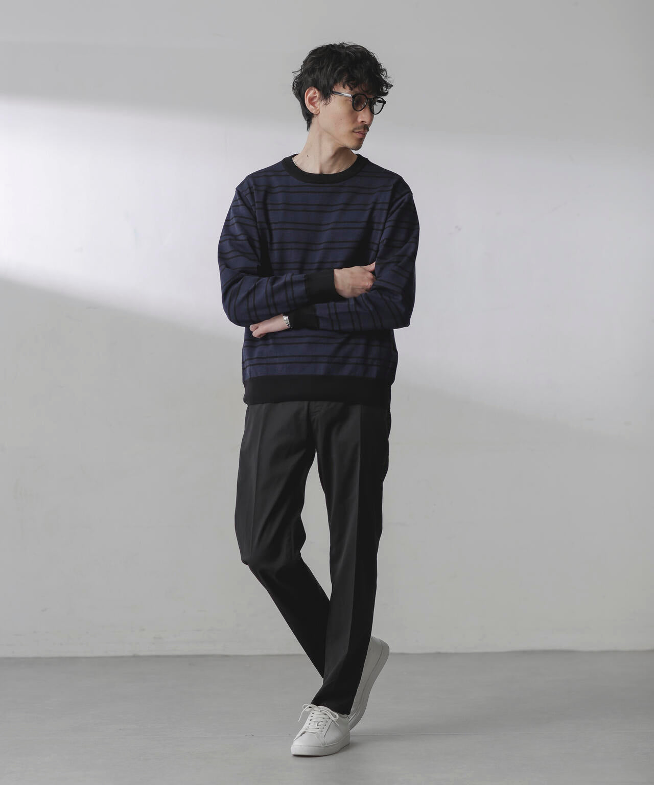 C/SORONA プレーティングボーダーニットTシャツ