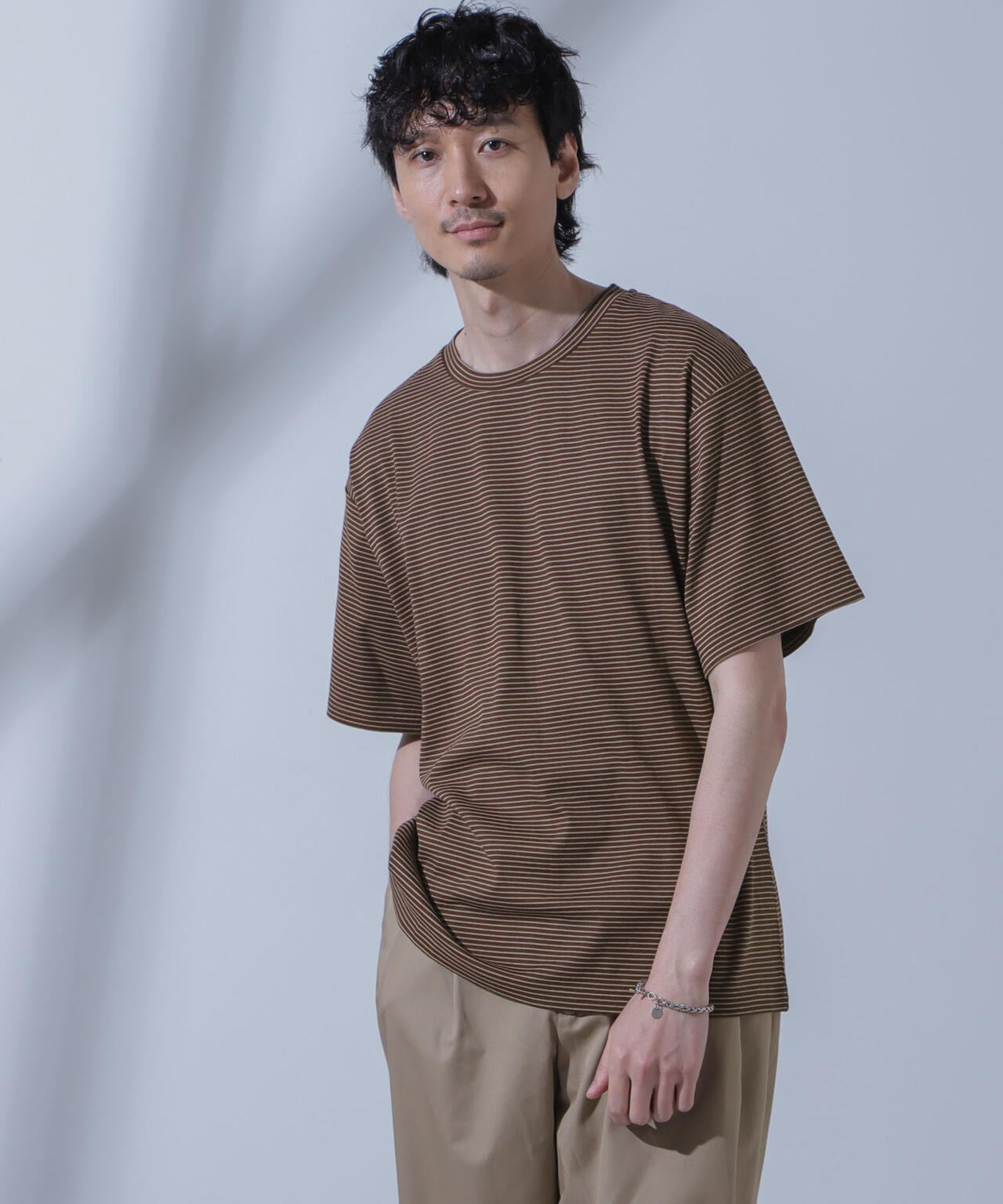 Anti Soaked(R) 汗染み防止 ピンボーダークルーネックTシャツ