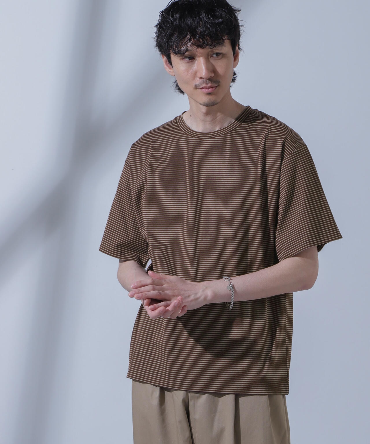 Anti Soaked(R) 汗染み防止 ピンボーダークルーネックTシャツ