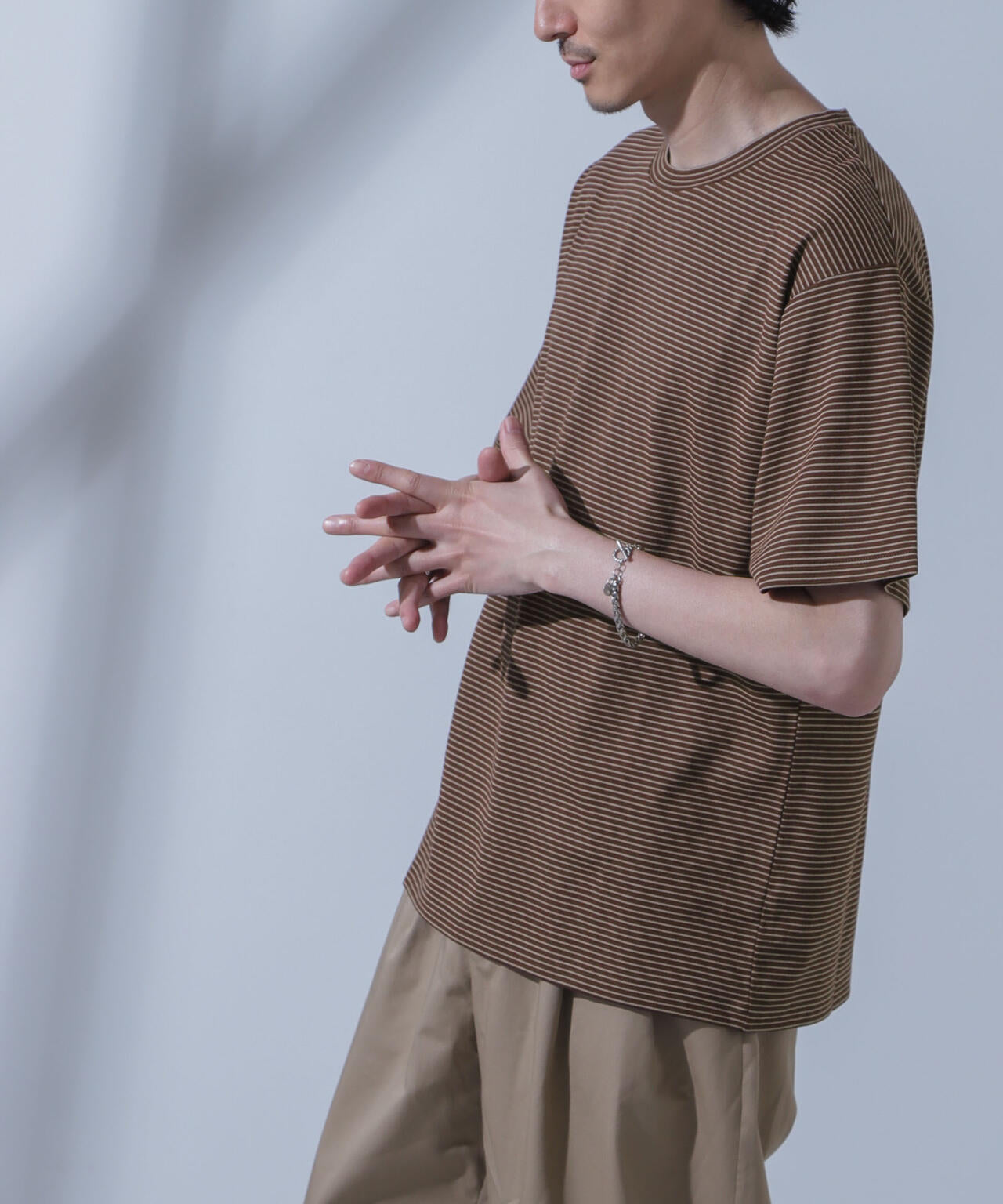 Anti Soaked(R) 汗染み防止 ピンボーダークルーネックTシャツ