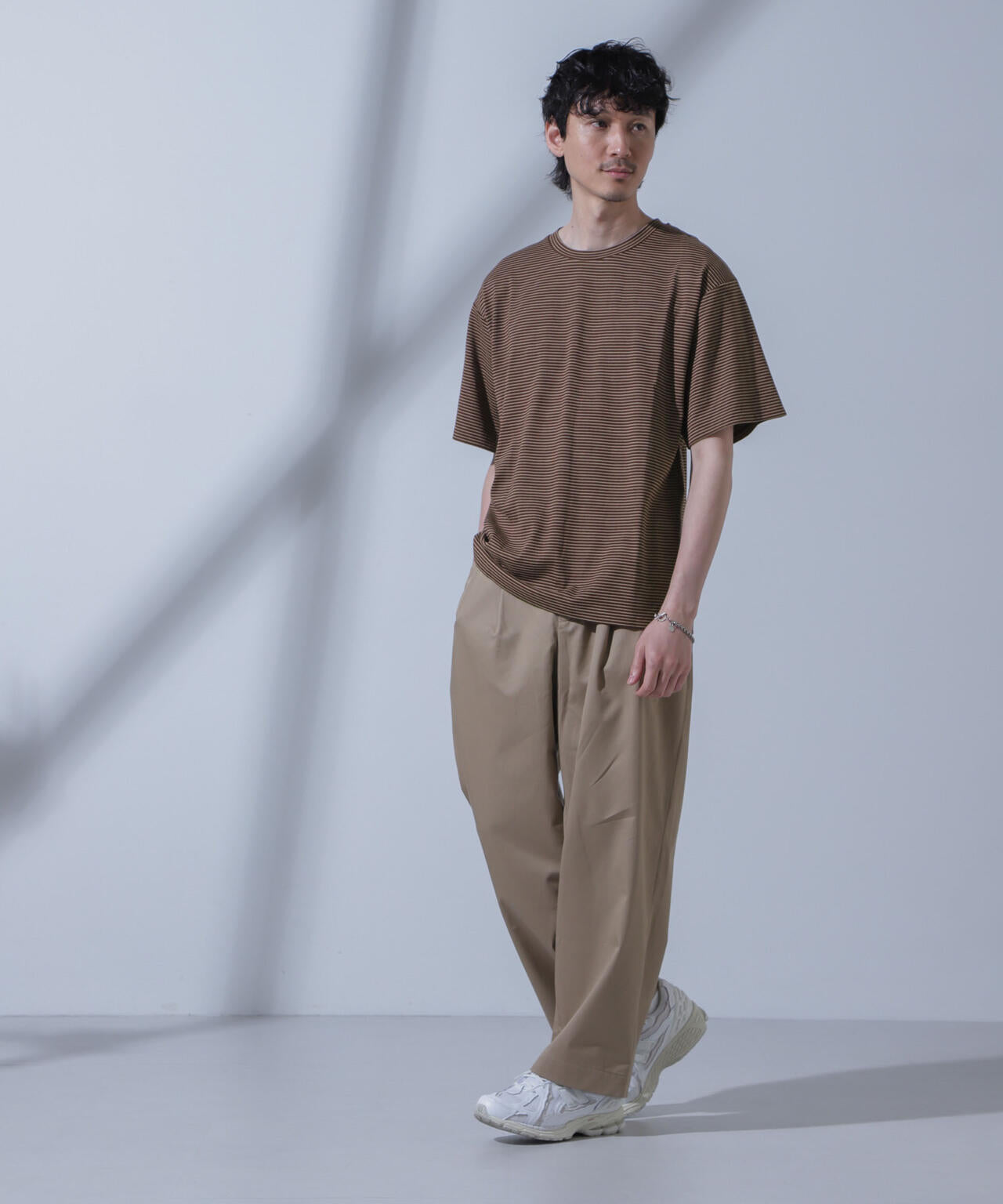 Anti Soaked(R) 汗染み防止 ピンボーダークルーネックTシャツ