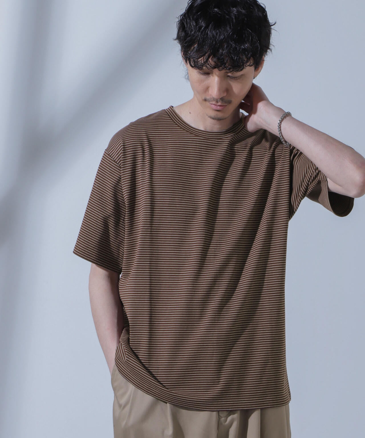 Anti Soaked(R) 汗染み防止 ピンボーダークルーネックTシャツ