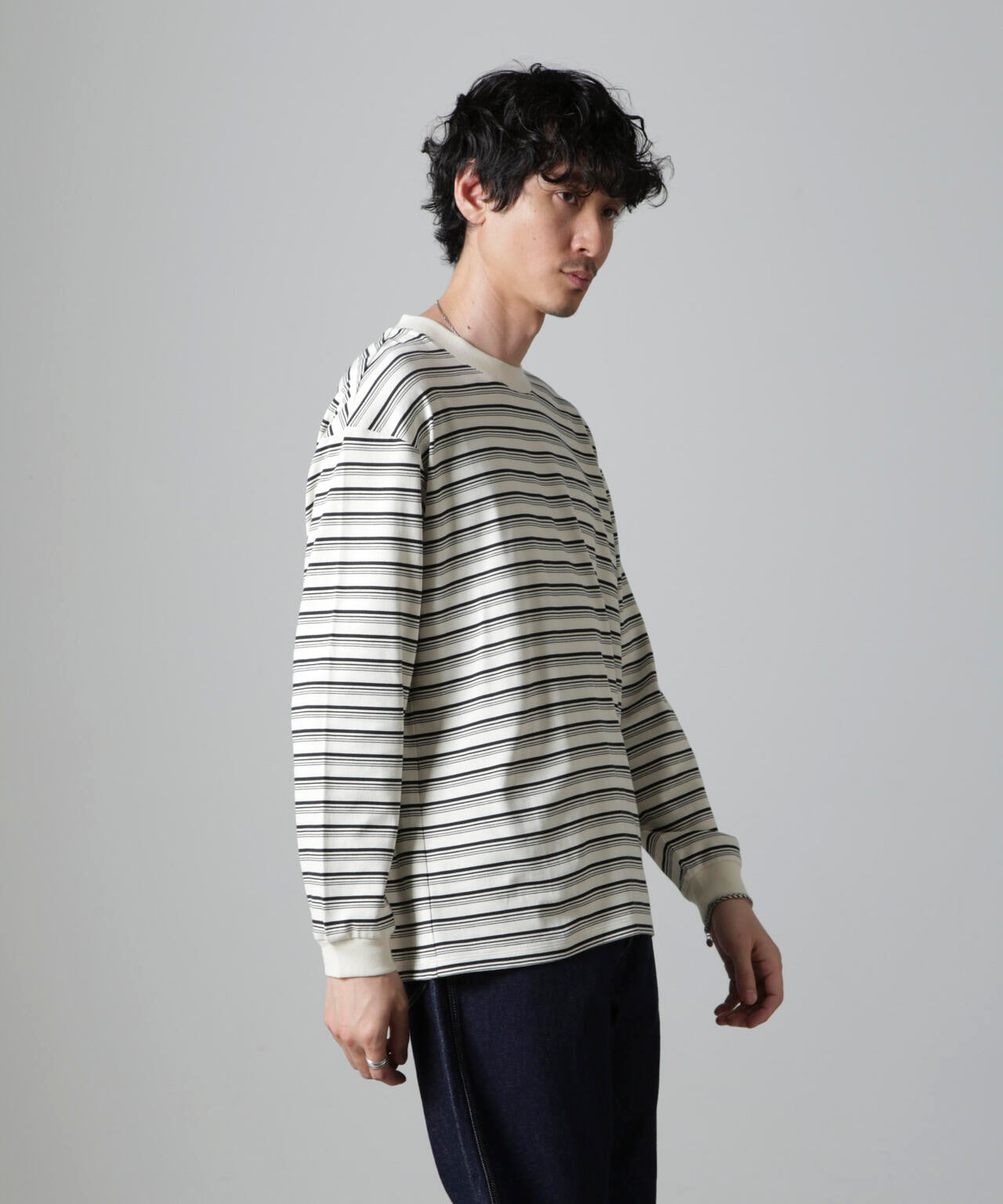Anti Soaked(R) ランダムボーダークルーネックTシャツ 長袖