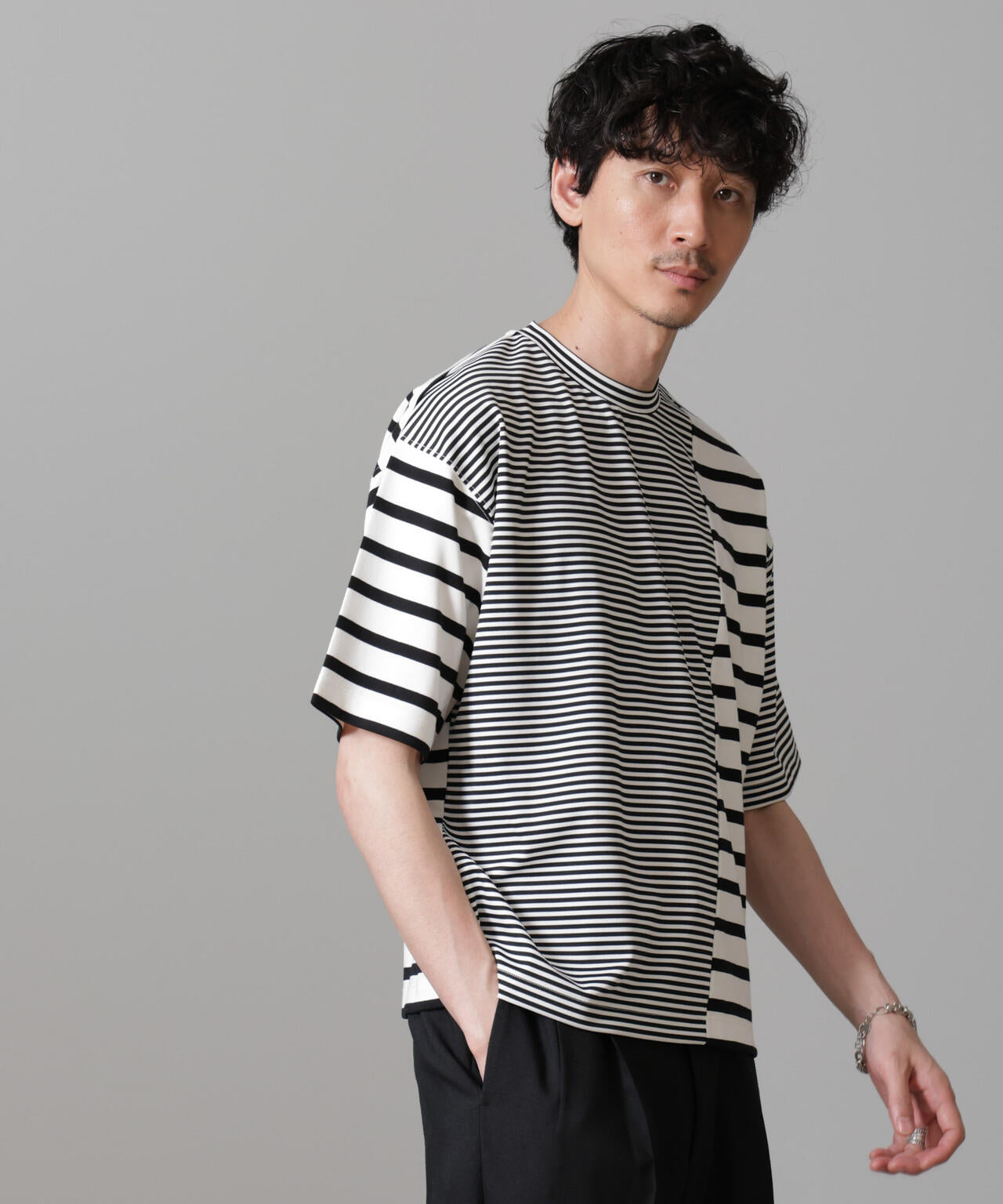 ボーダー切替Tシャツ