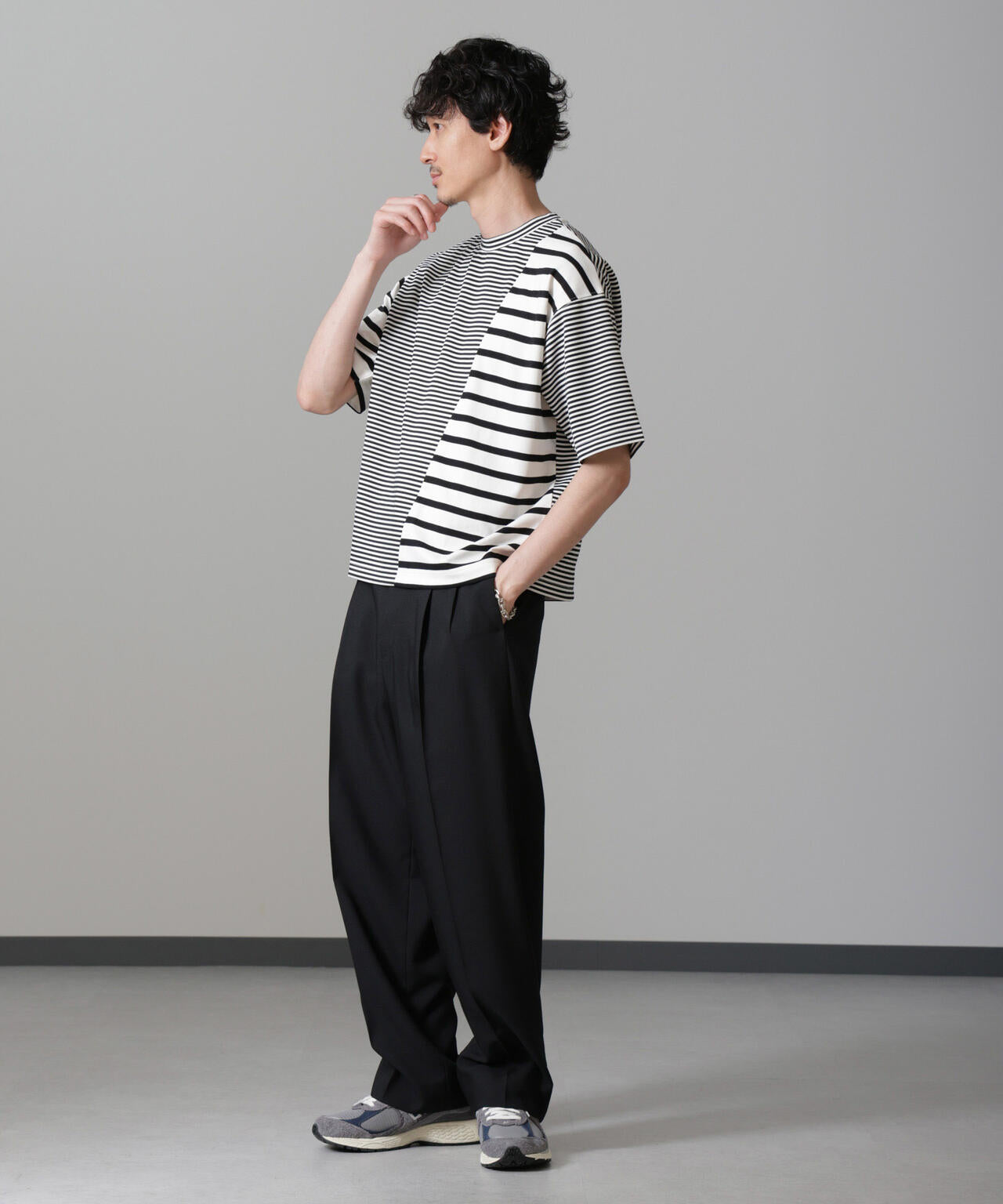 ボーダー切替Tシャツ