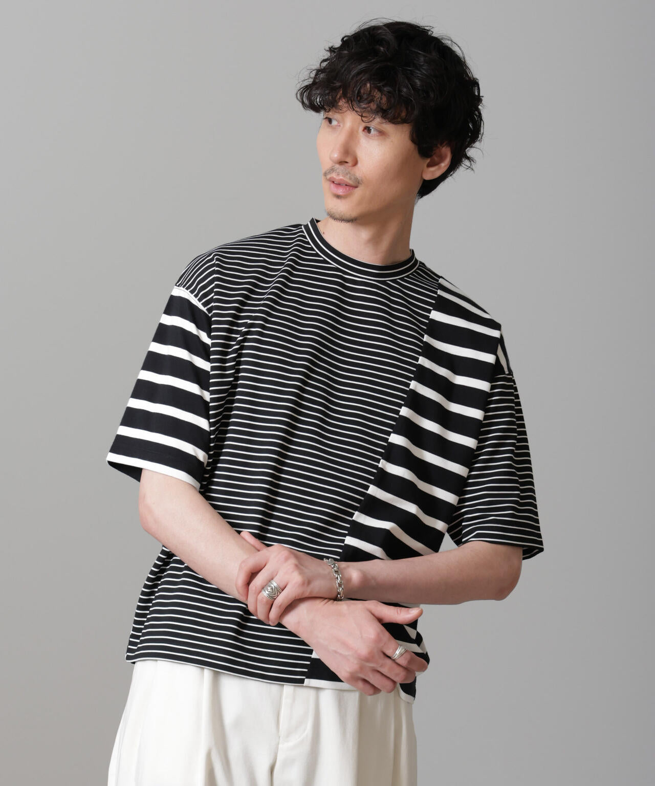 ボーダー切替Tシャツ