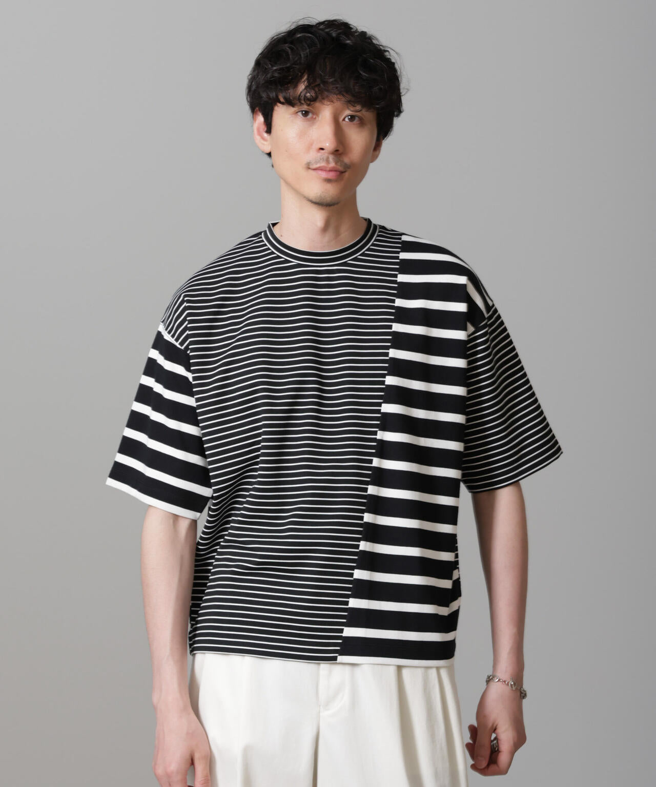 ボーダー切替Tシャツ