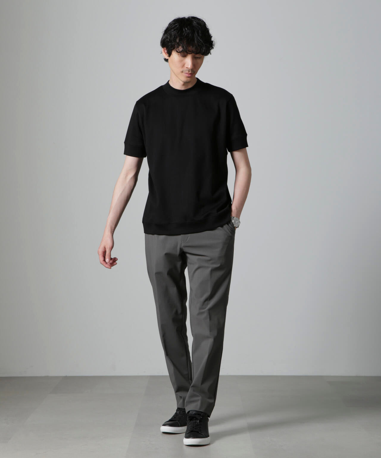 「FORMAL JERSEY」モックネックカットソー半袖