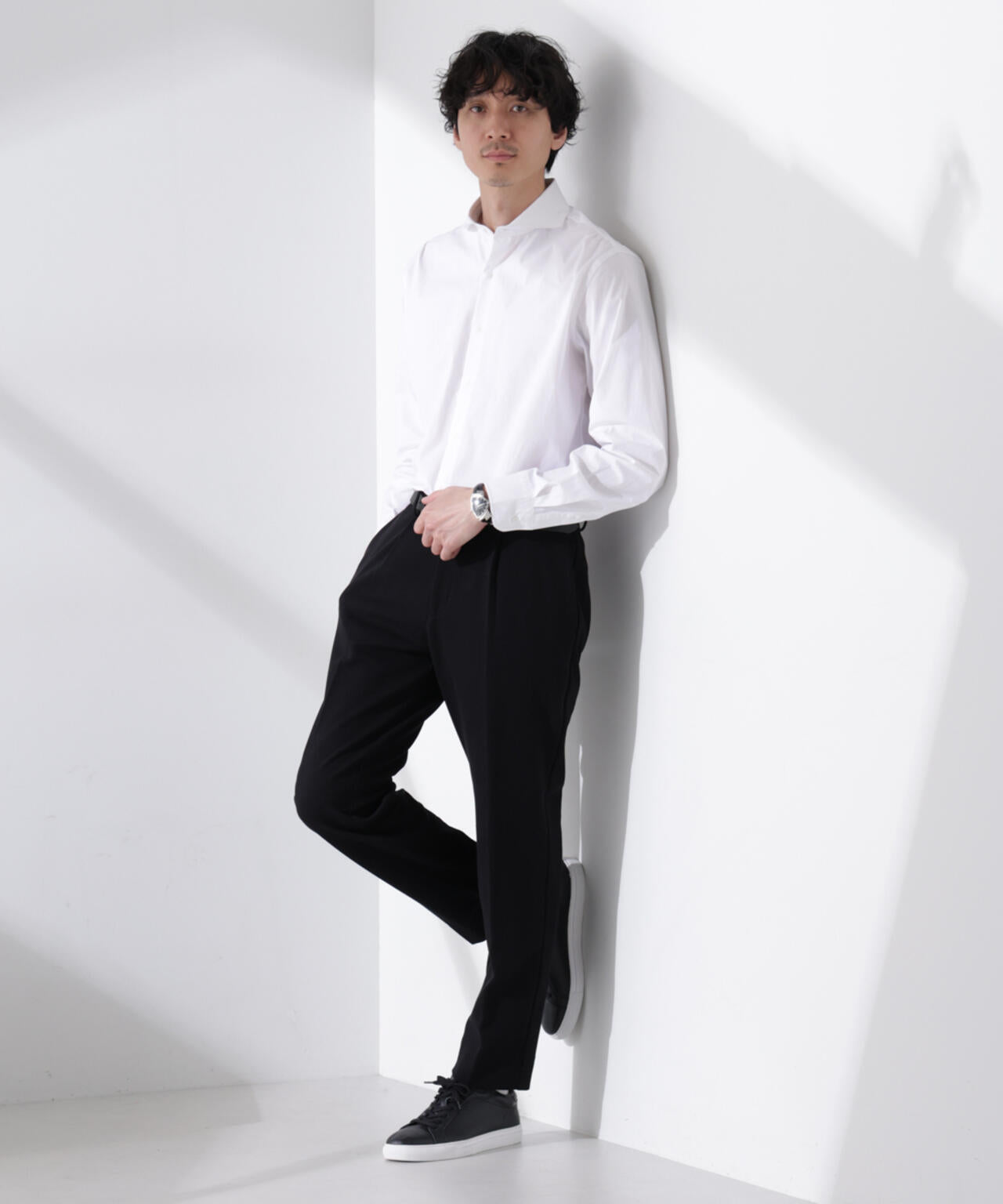 「N shirt」Anti Soaked(R) 汗染み防止ホリゾンタルカラーシャツ長袖