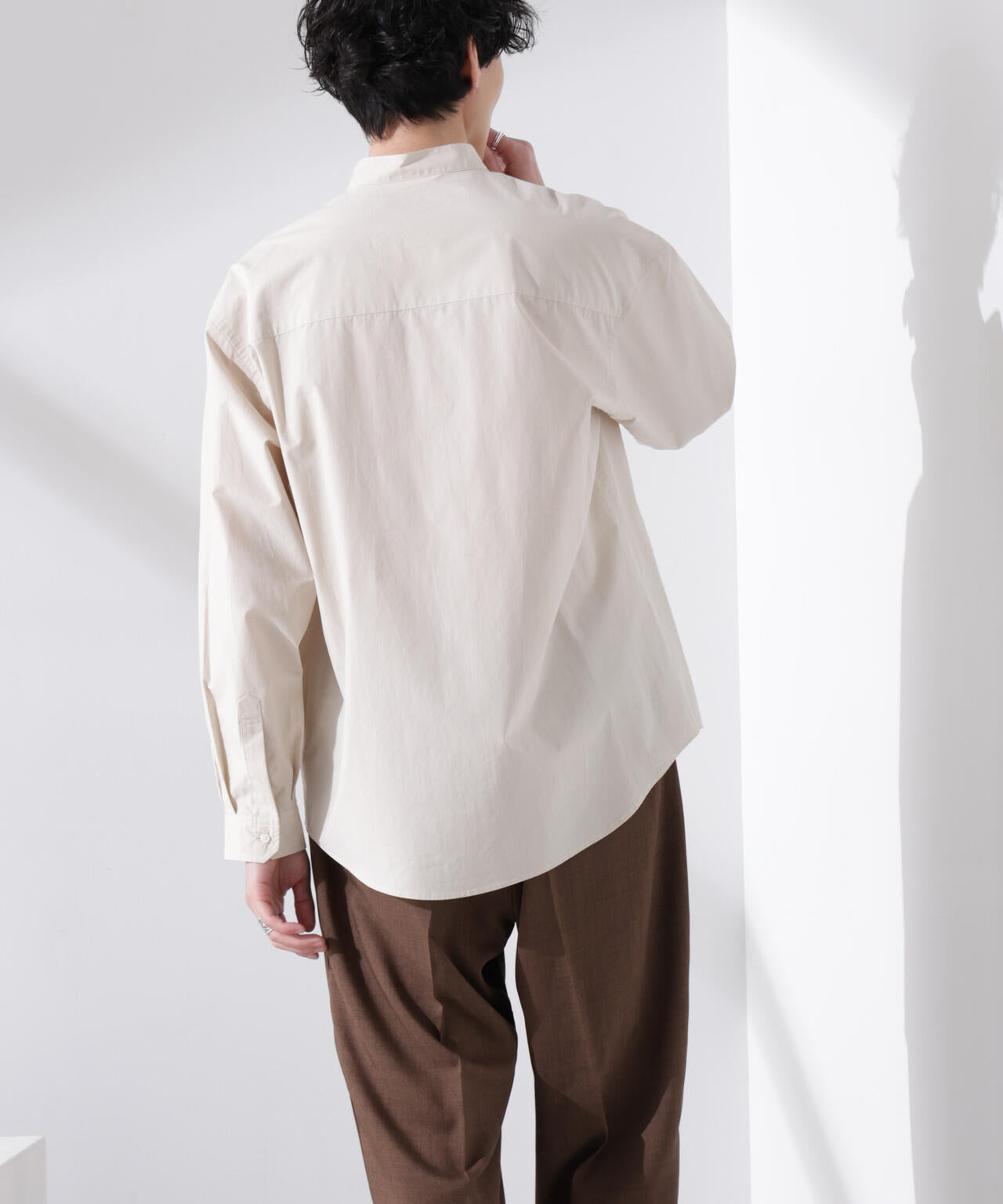 「大人のワイドシャツ」バンドカラー 長袖
