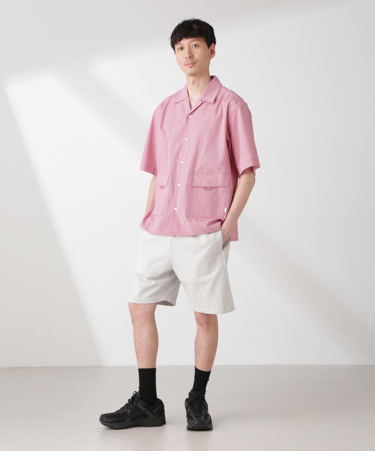 「NJ/CLUB」 マイクロギンガムチェックシャツ 半袖