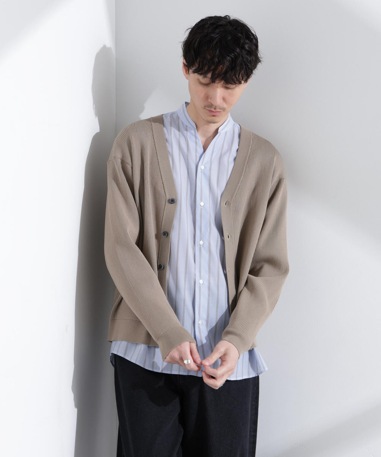 CICAドライタッチ リブカーディガン