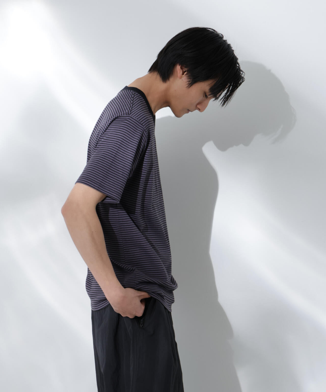 Anti Soaked(R) 汗染み防止 ボーダーミドルシルエットTシャツ