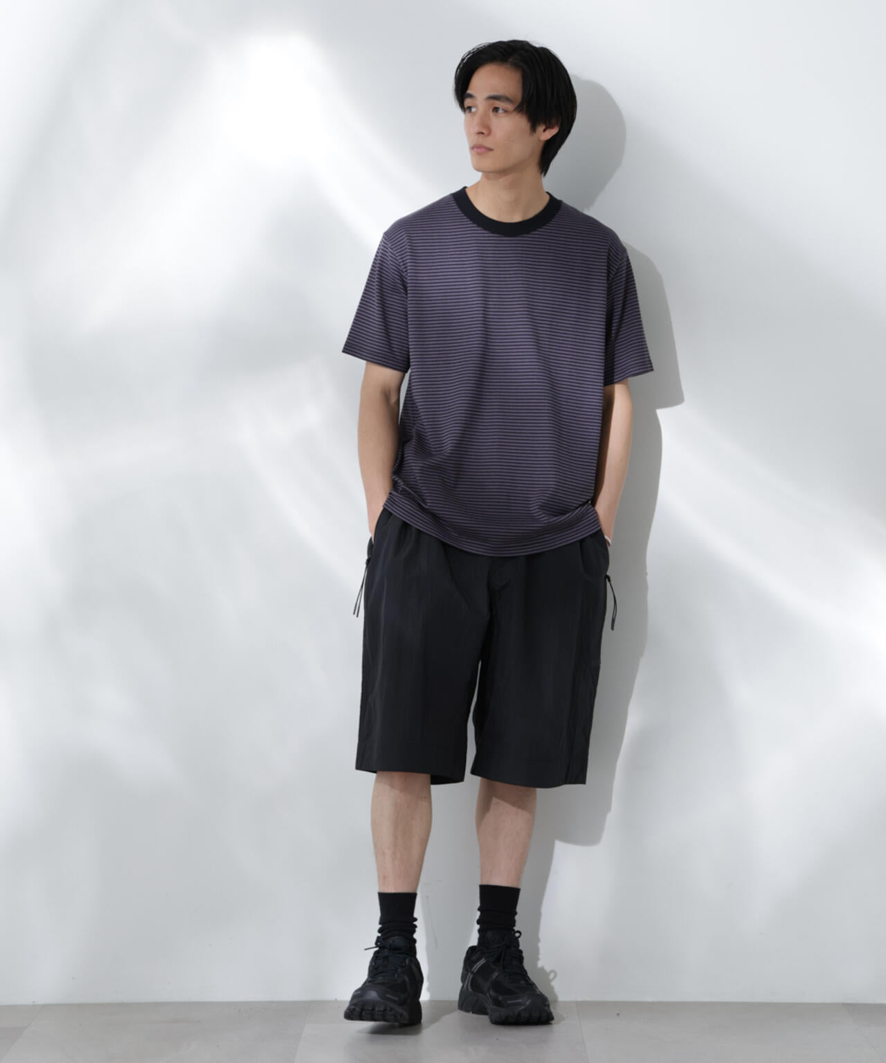 Anti Soaked(R) 汗染み防止 ボーダーミドルシルエットTシャツ