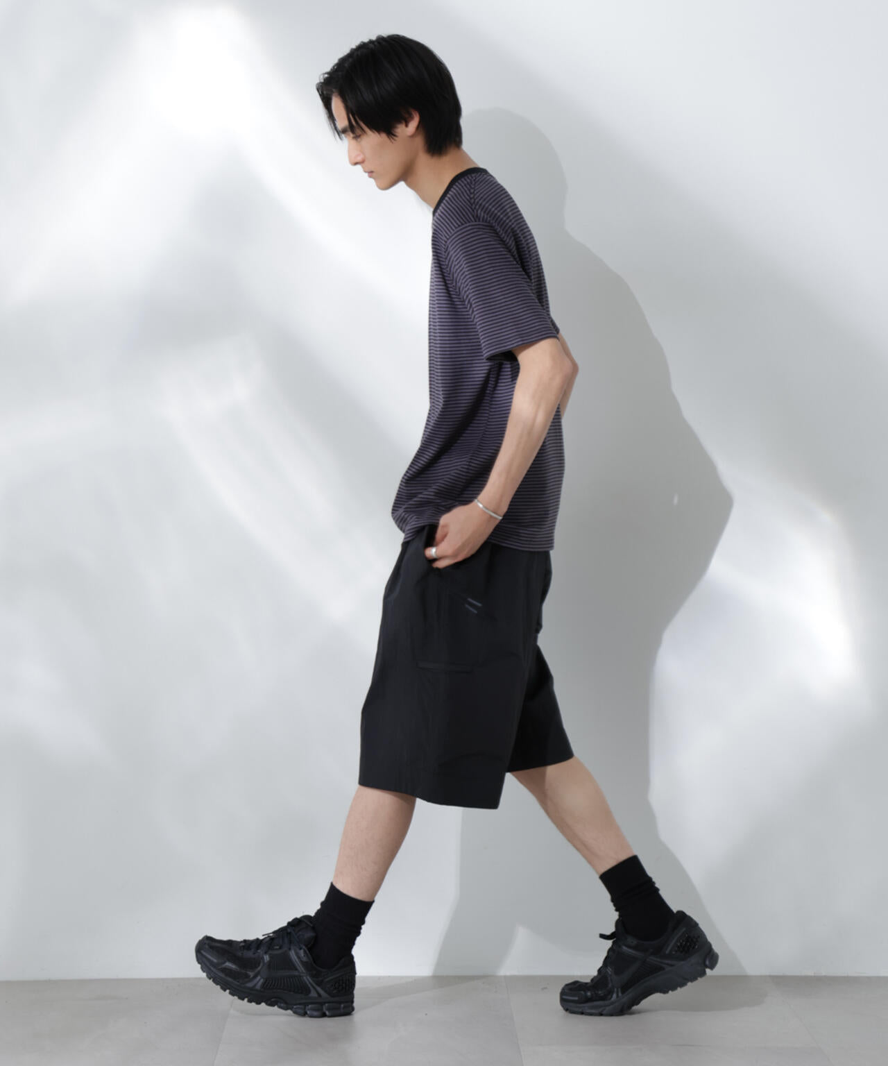 Anti Soaked(R) 汗染み防止 ボーダーミドルシルエットTシャツ