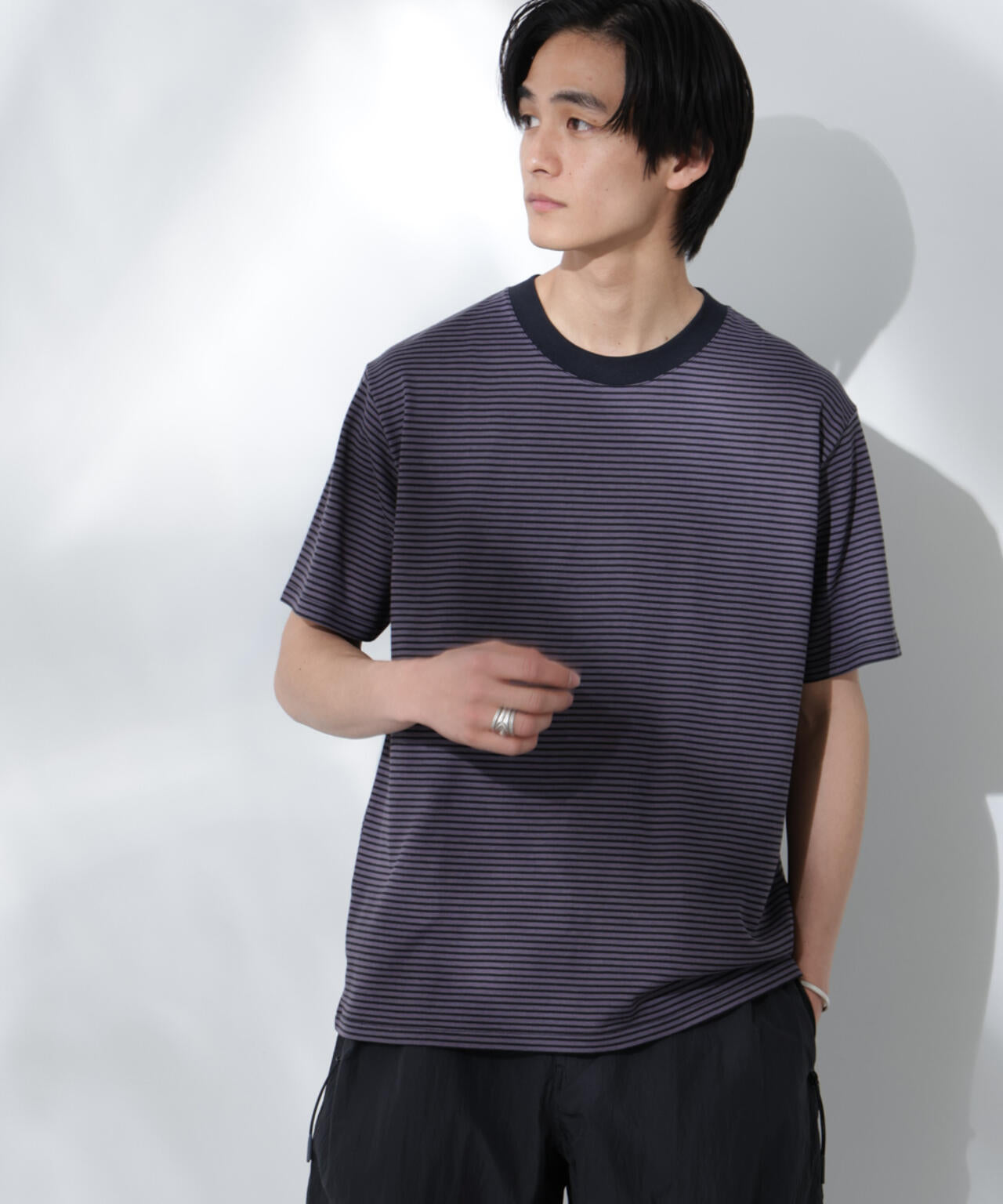 Anti Soaked(R) 汗染み防止 ボーダーミドルシルエットTシャツ