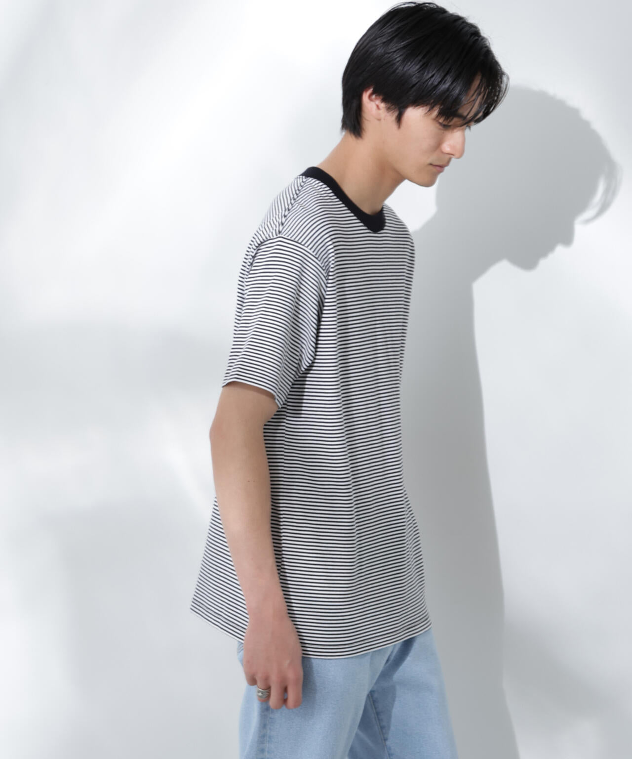 Anti Soaked(R) 汗染み防止 ボーダーミドルシルエットTシャツ