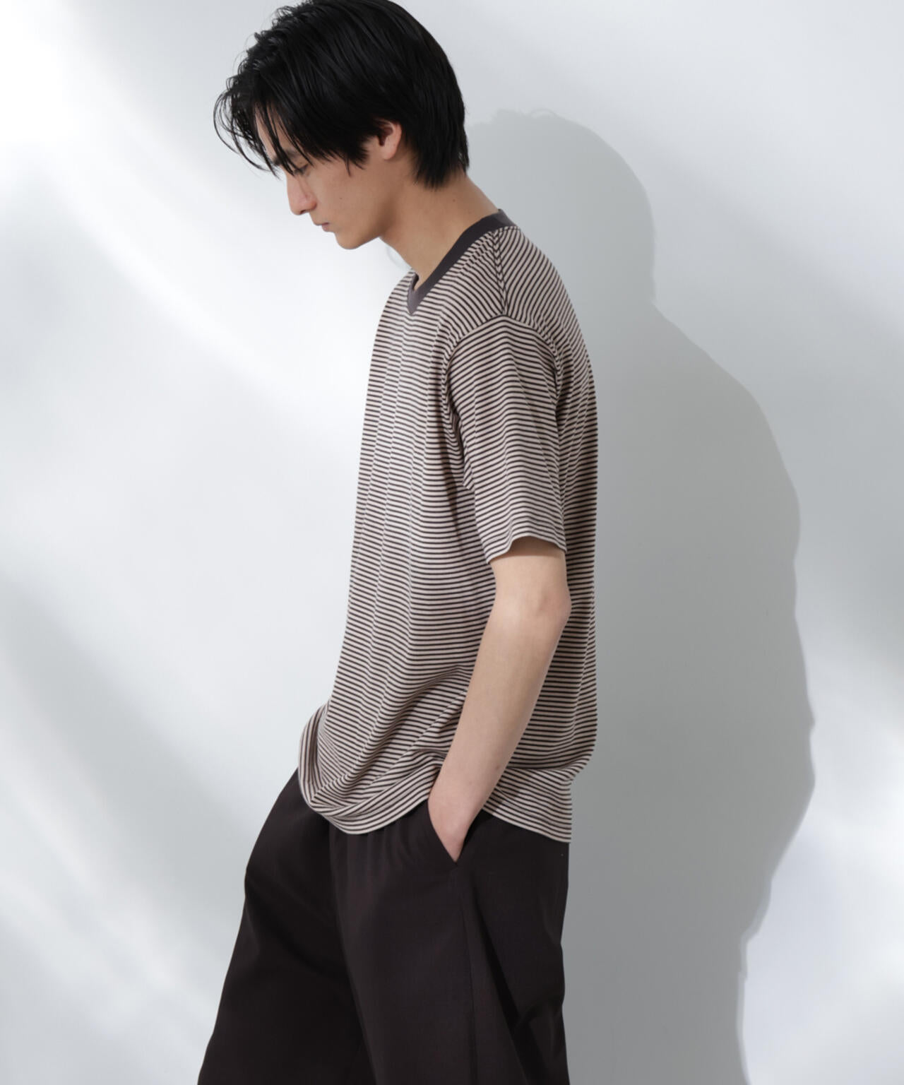 Anti Soaked(R) 汗染み防止 ボーダーミドルシルエットTシャツ