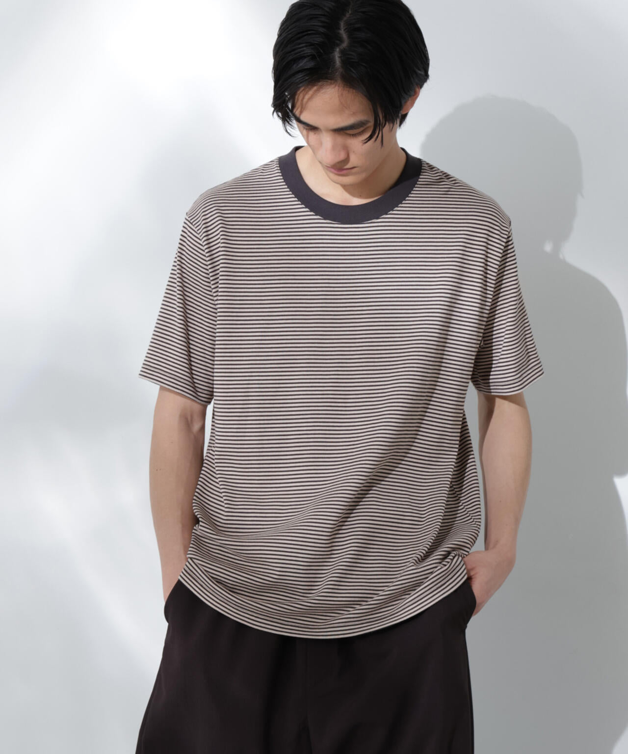 Anti Soaked(R) 汗染み防止 ボーダーミドルシルエットTシャツ