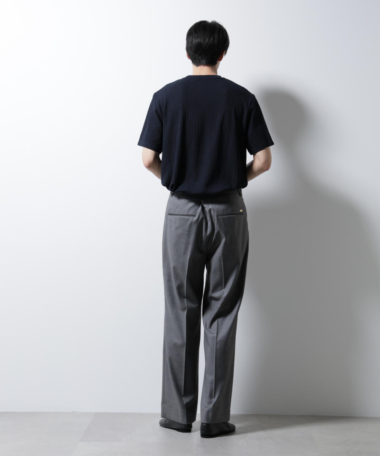 「Damerino」ヘリンボンクルーネックTシャツ/防シワ・吸水速乾・UVカット