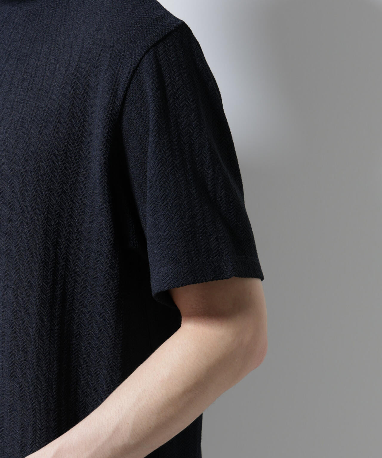 「Damerino」ヘリンボンクルーネックTシャツ/防シワ・吸水速乾・UVカット