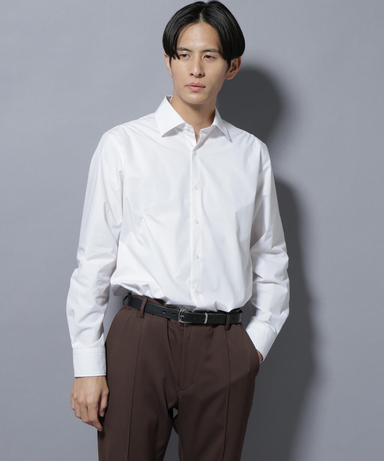 「N shirt」Anti Soaked(R)汗染み防止セミワイドカラーシャツ長袖