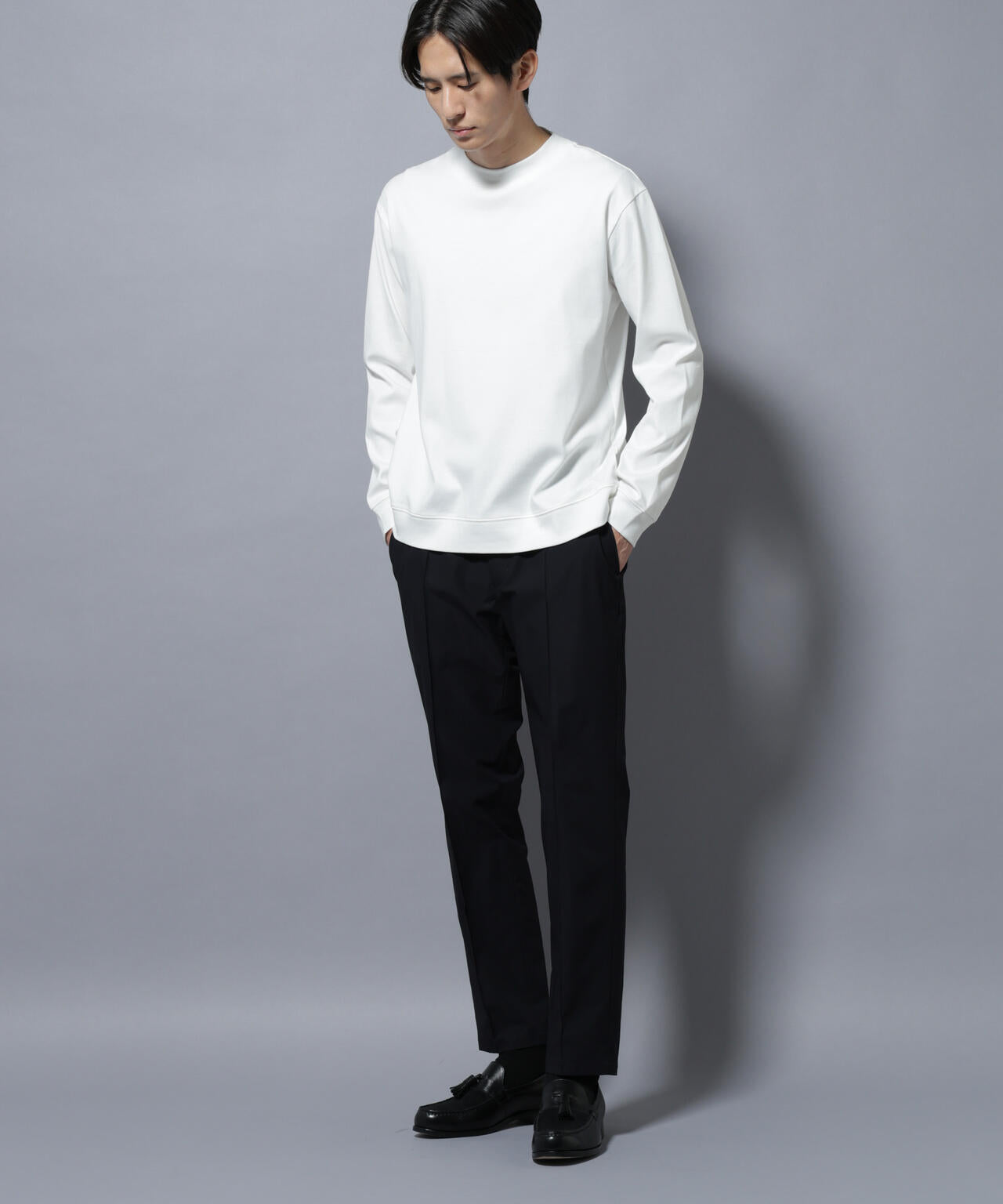 「FORMAL JERSEY」モックネックカットソー長袖