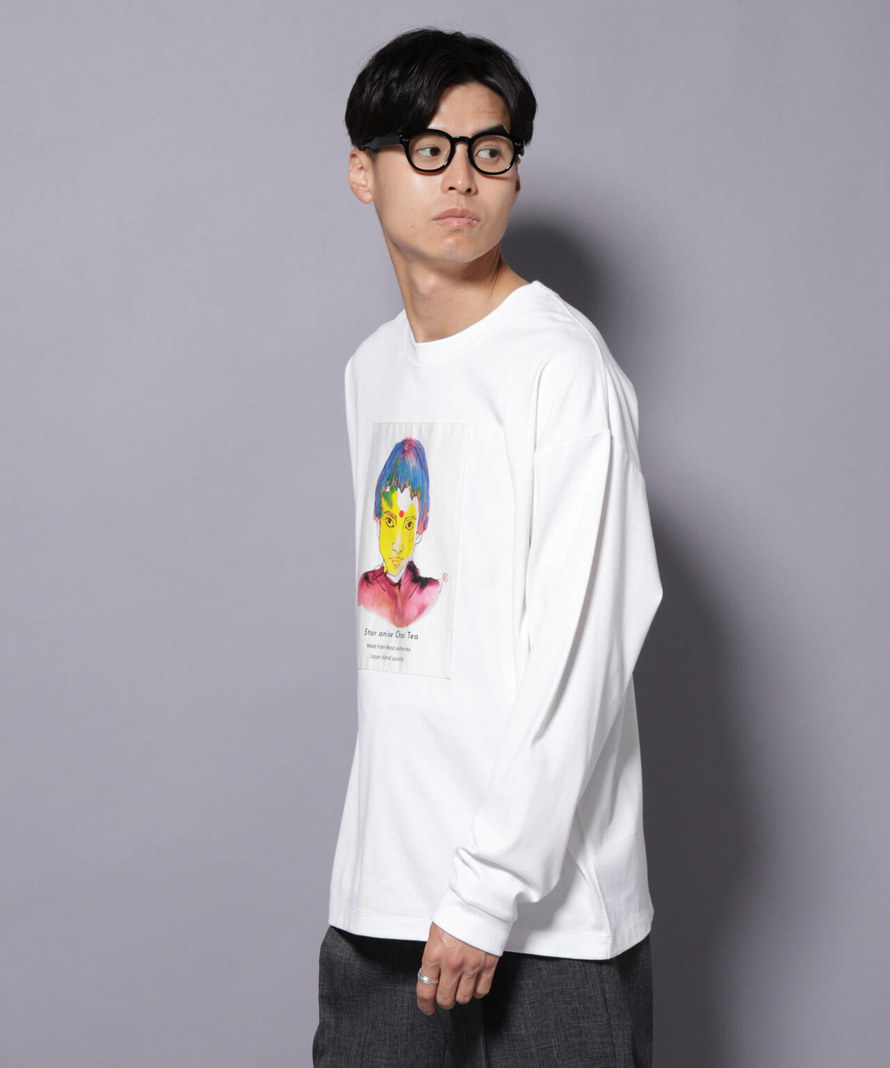 Anti Soaked(R)×SUNCHAIポートレート汗染み防止 Tシャツ長袖