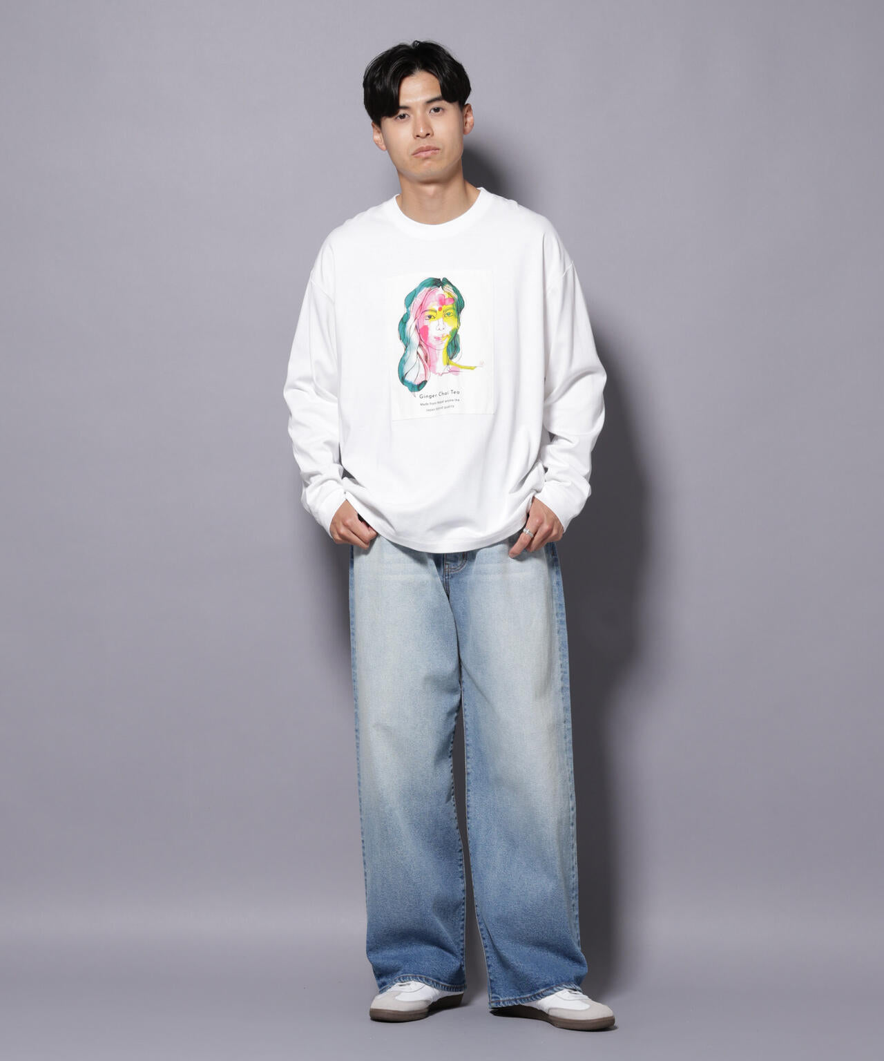 Anti Soaked(R)×SUNCHAIポートレート汗染み防止 Tシャツ長袖