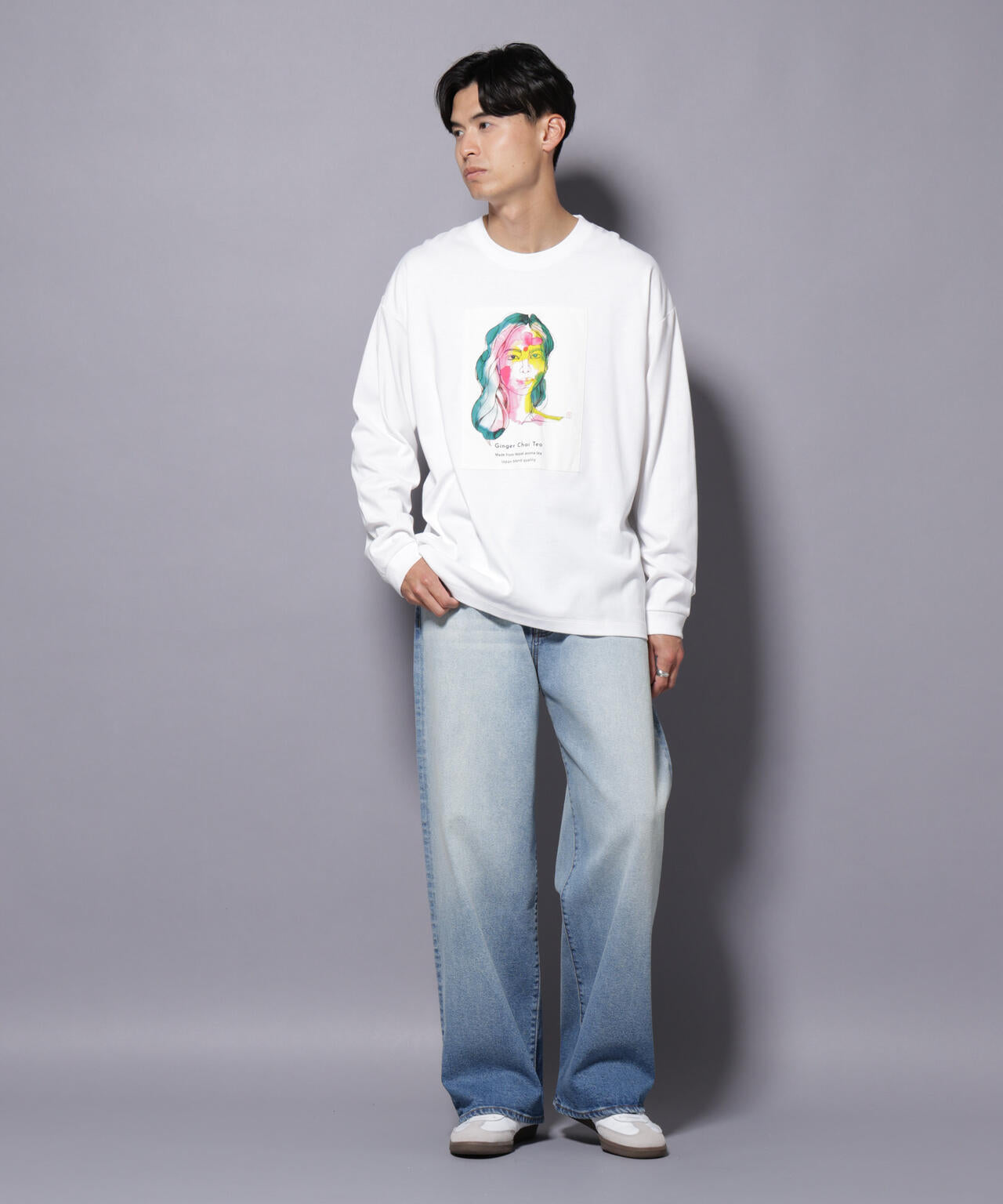 Anti Soaked(R)×SUNCHAIポートレート汗染み防止 Tシャツ長袖