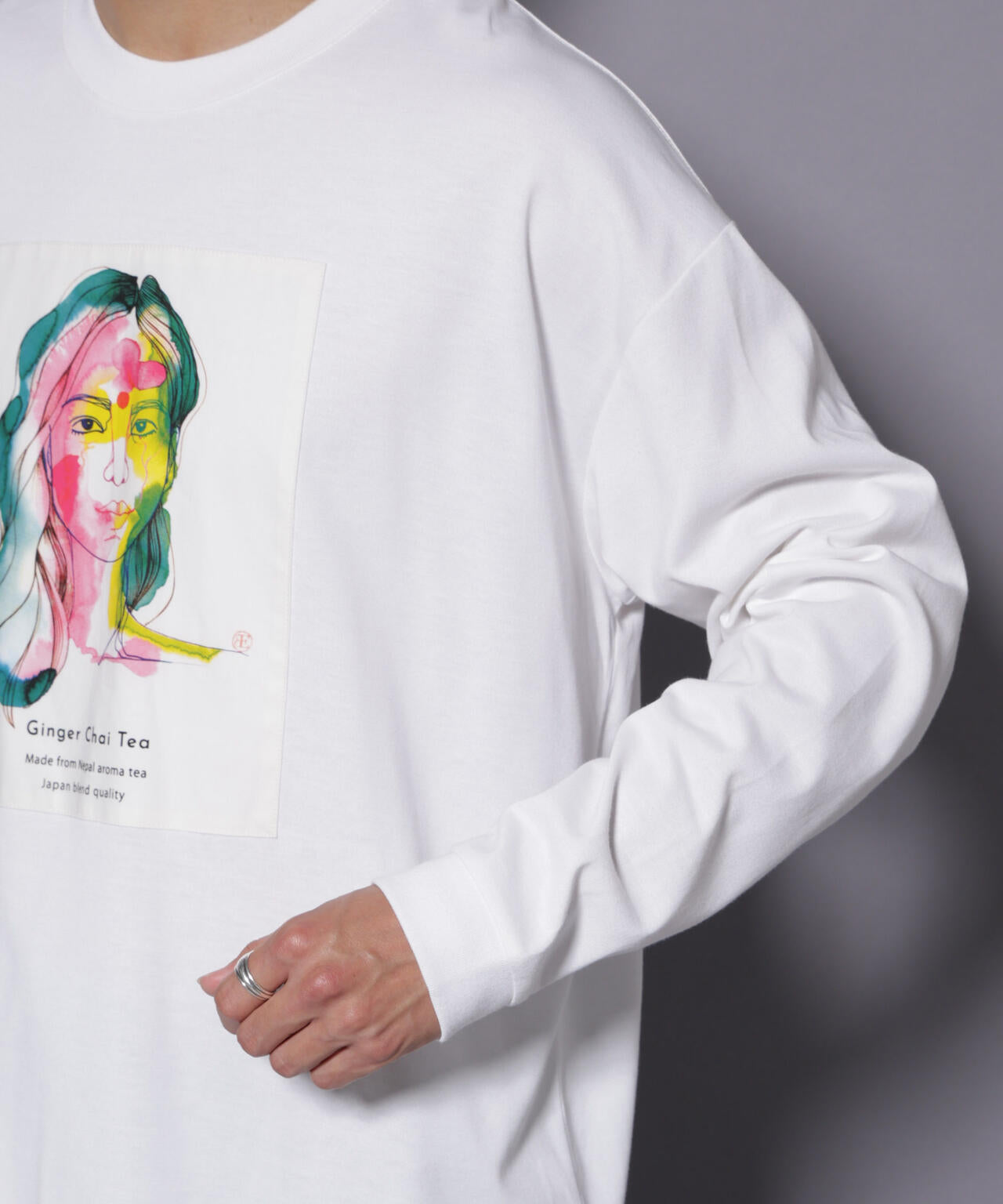 Anti Soaked(R)×SUNCHAIポートレート汗染み防止 Tシャツ長袖