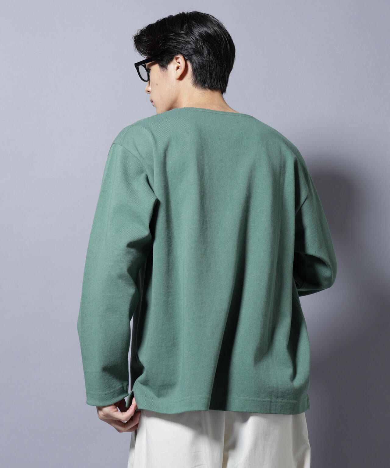 天竺ヘビーコットンボートネックTシャツ 長袖