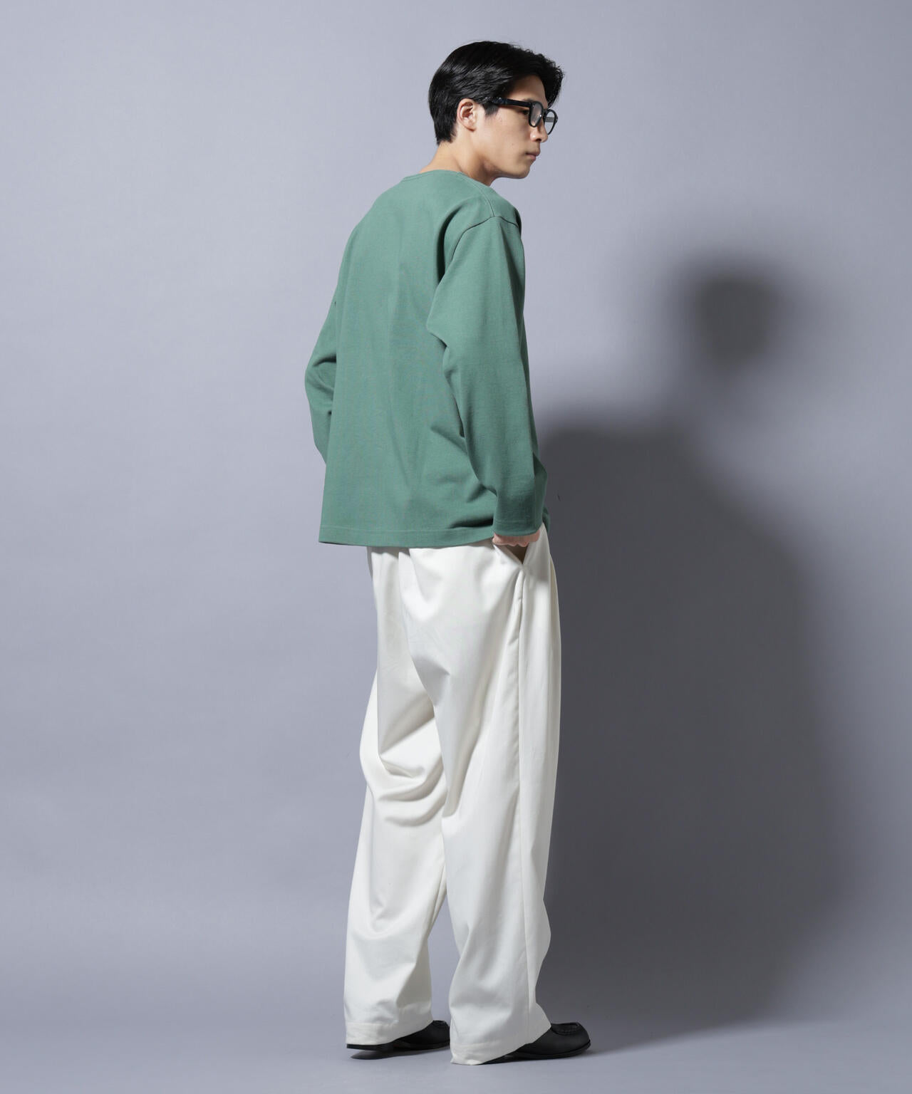 天竺ヘビーコットンボートネックTシャツ 長袖