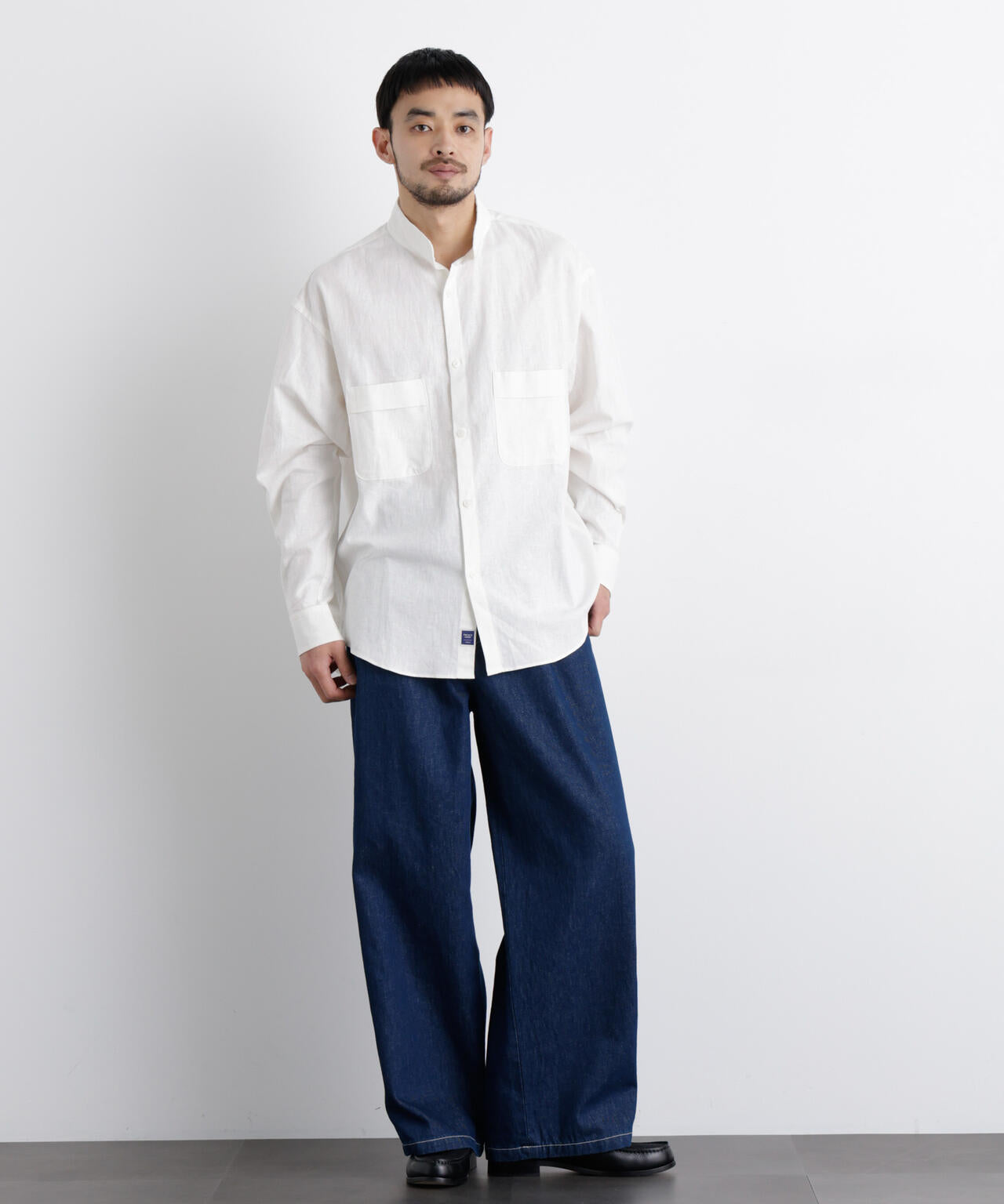 「FRENCH LINEN」リネンコットンスタンドシャツ