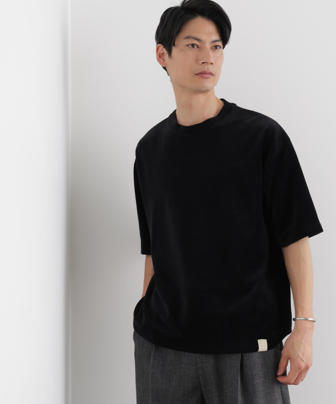 ベロア クルーネック Tシャツ 半袖