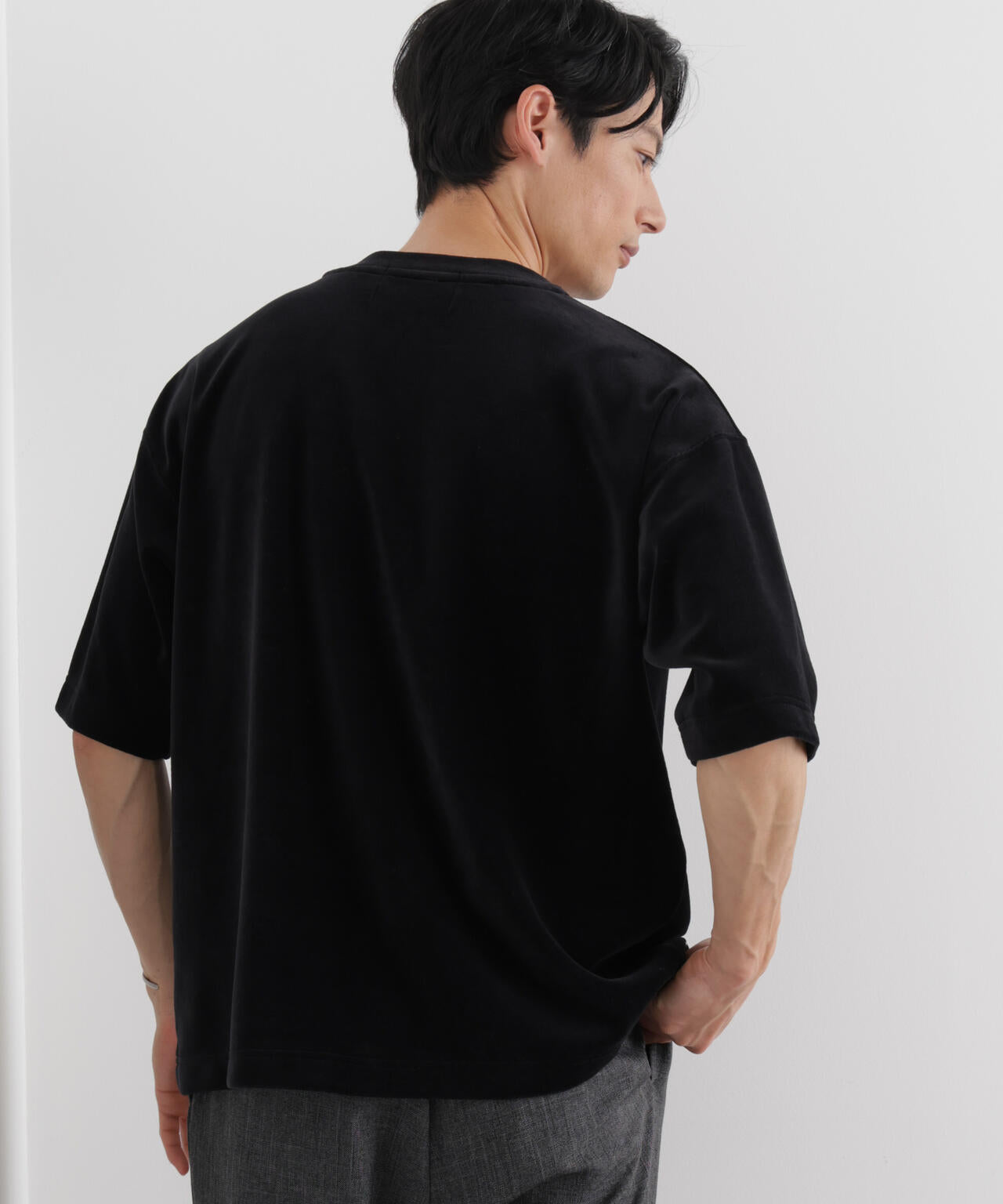 ベロア クルーネック Tシャツ 半袖