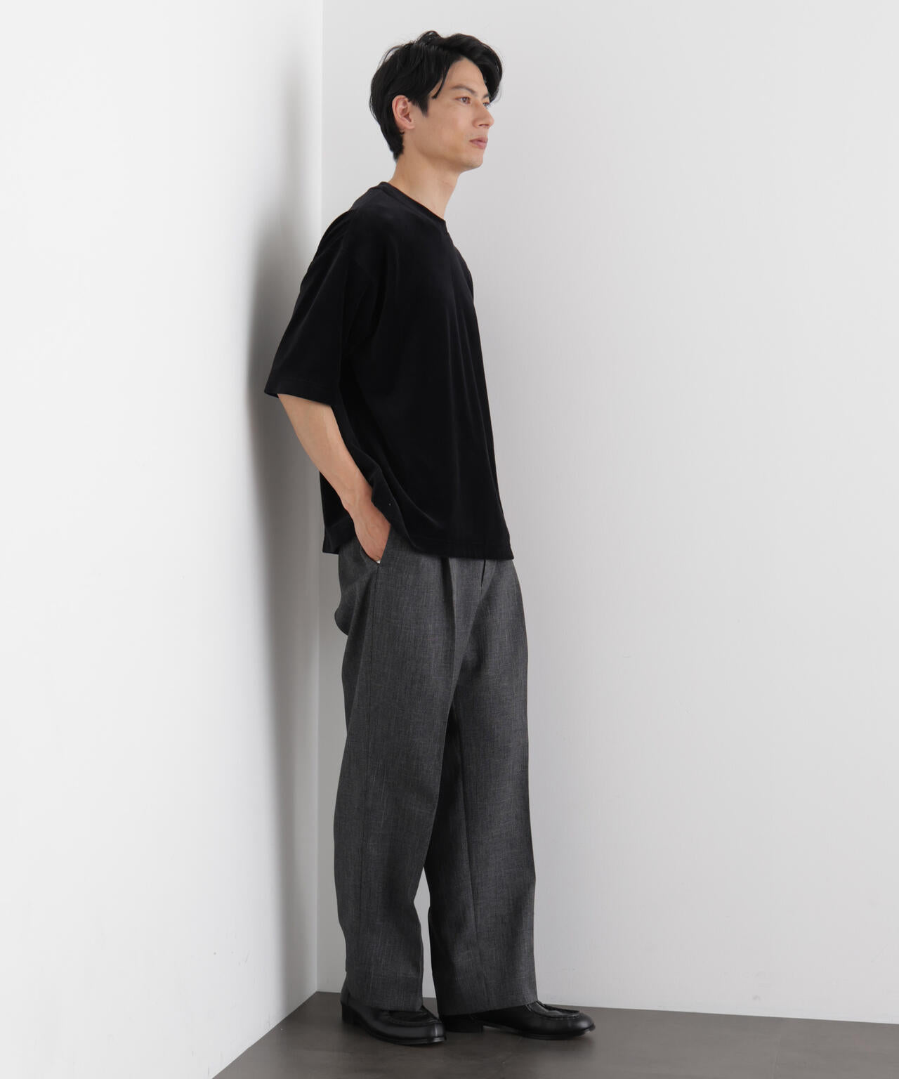 ベロア クルーネック Tシャツ 半袖