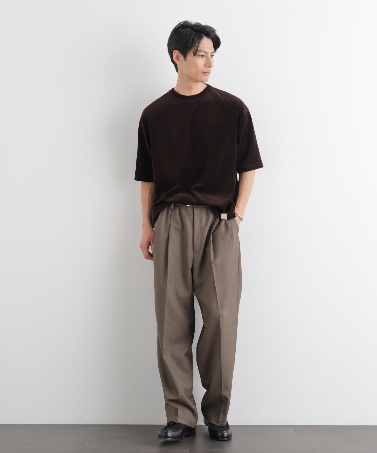 ベロア クルーネック Tシャツ 半袖