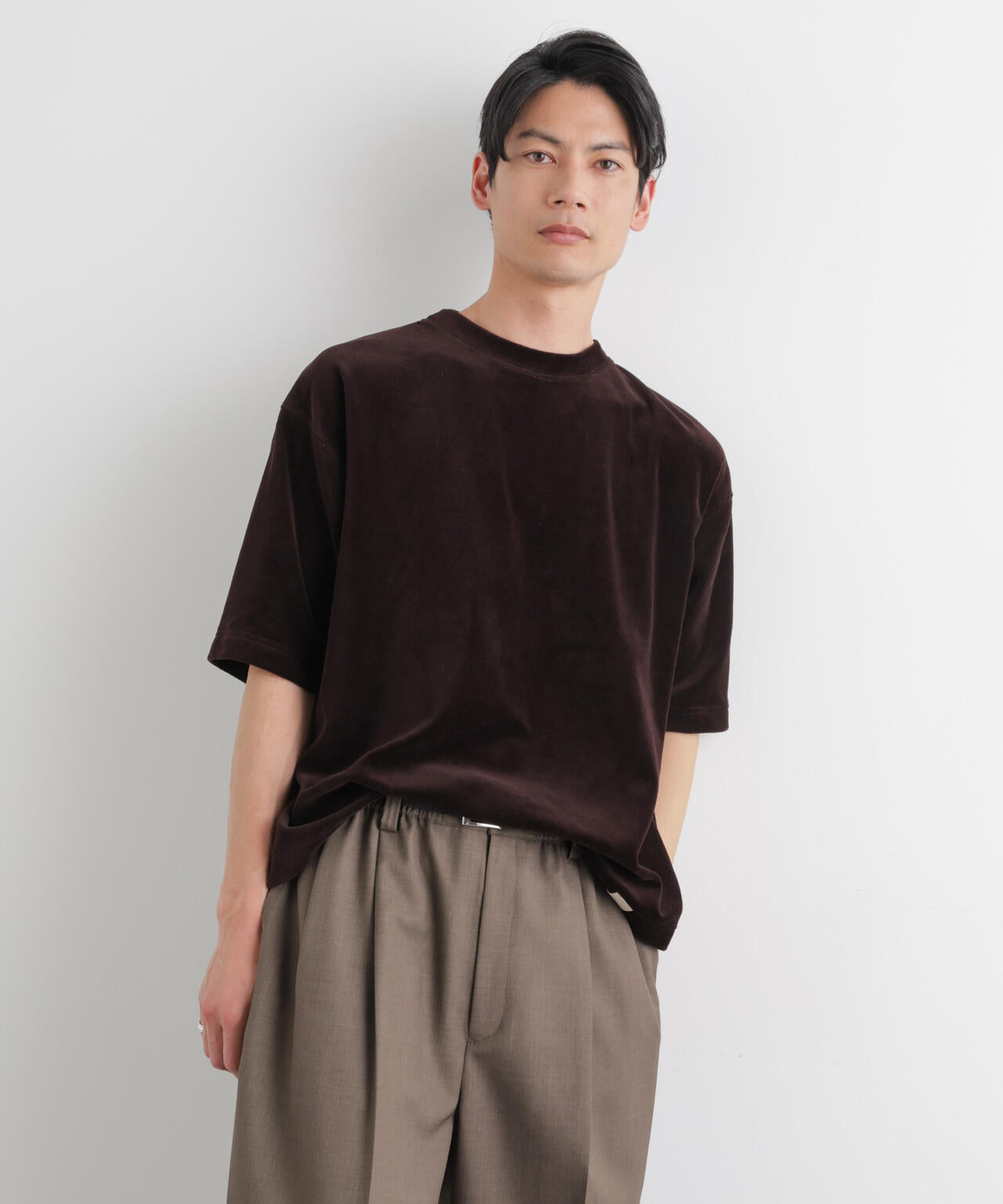ベロア クルーネック Tシャツ 半袖