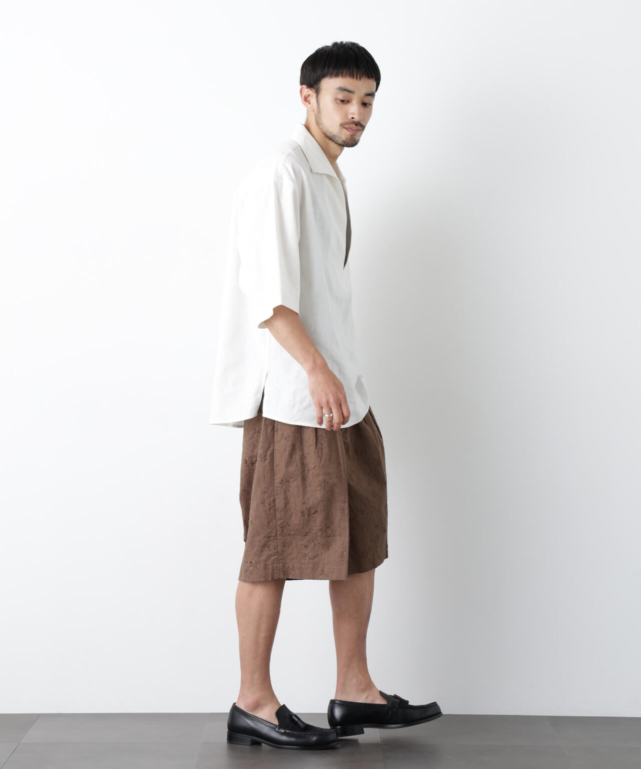 「OtoNANO」×masoret 総柄刺繍ショートパンツ(セットアップ可)