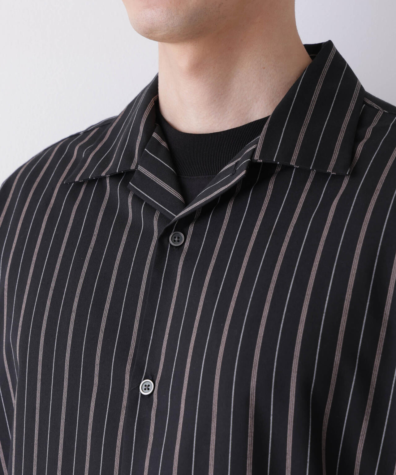 ビッグドレープストライプシャツ 長袖