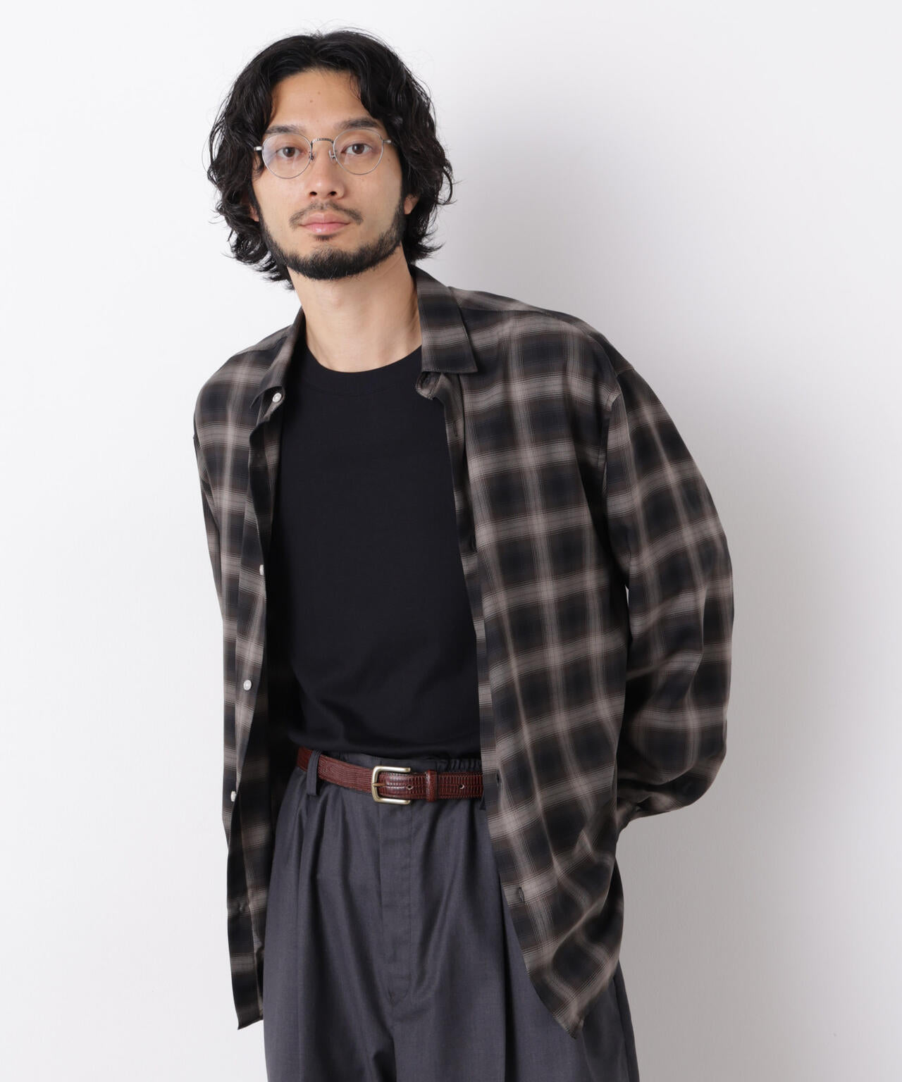 「OtoNANO」LIM-BRESS クリアチェックワイドシャツ 長袖