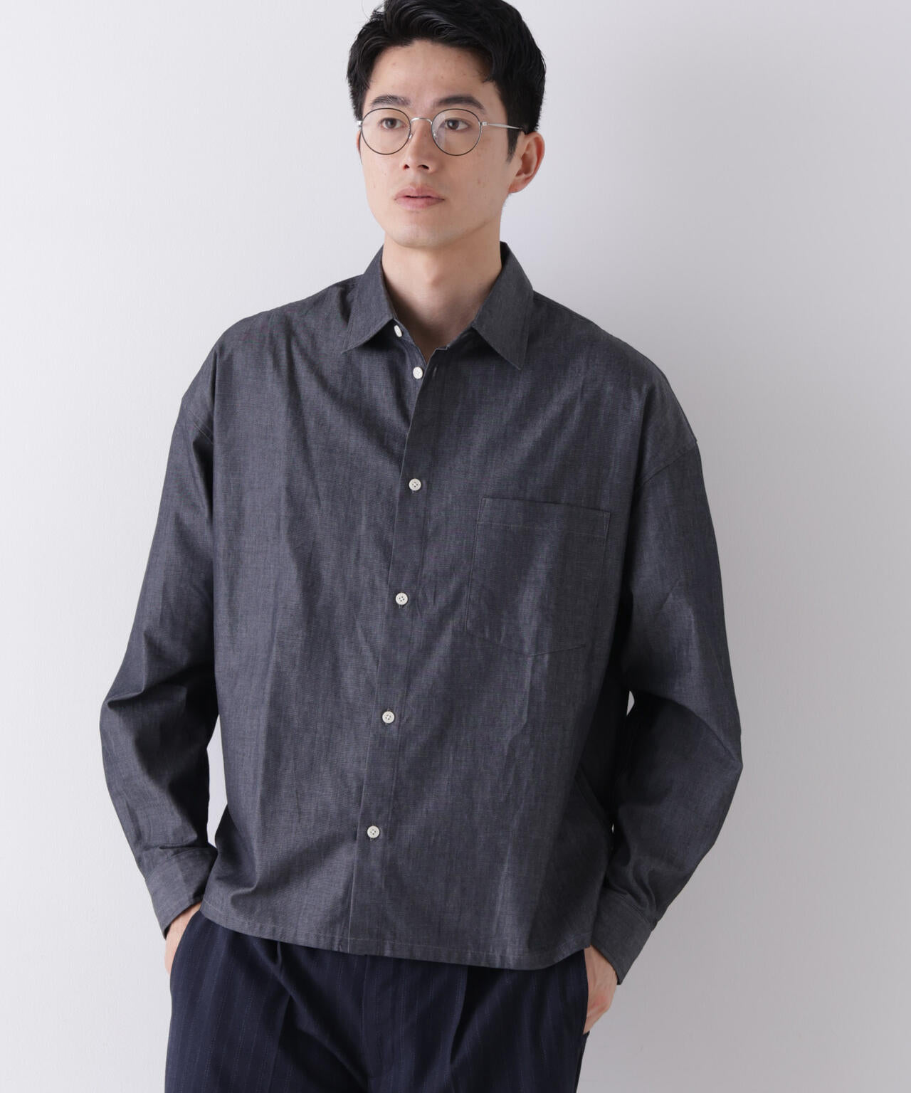 「James Fabric」 ボクシークロップドシャツブルゾン