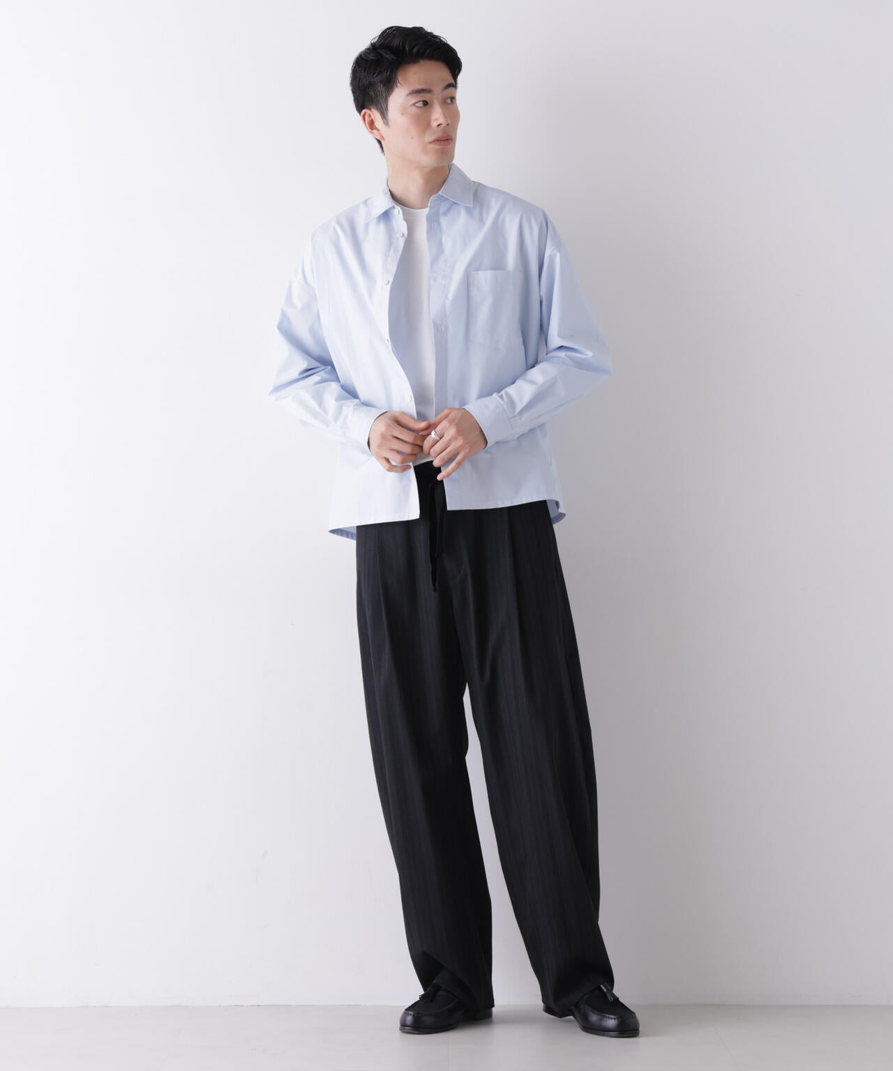 「James Fabric」 ボクシークロップドシャツブルゾン