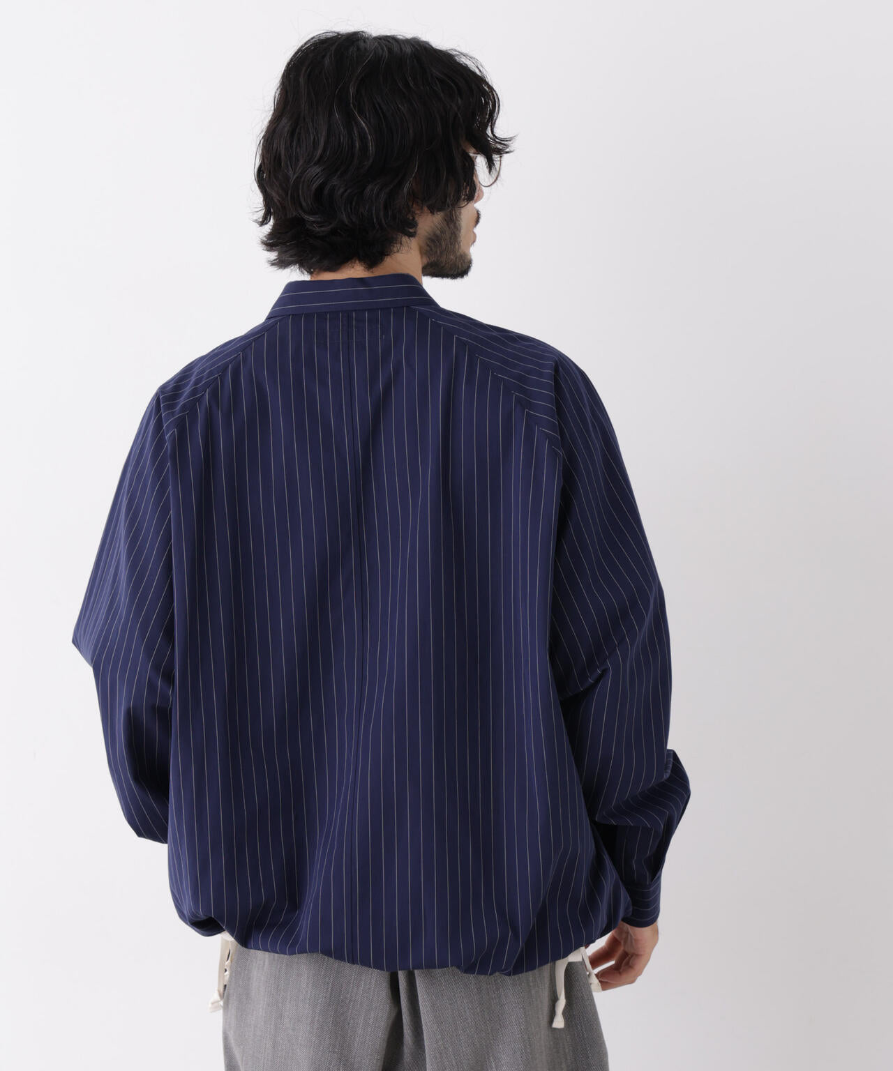 「OtoNANO」2WAYコーチシャツ スーピマコットンタイプライター/ストライプ