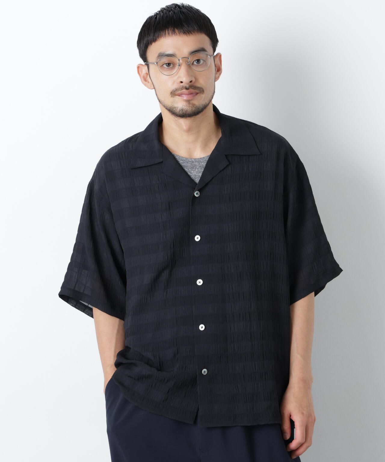 シースルーチェックシャツ 半袖