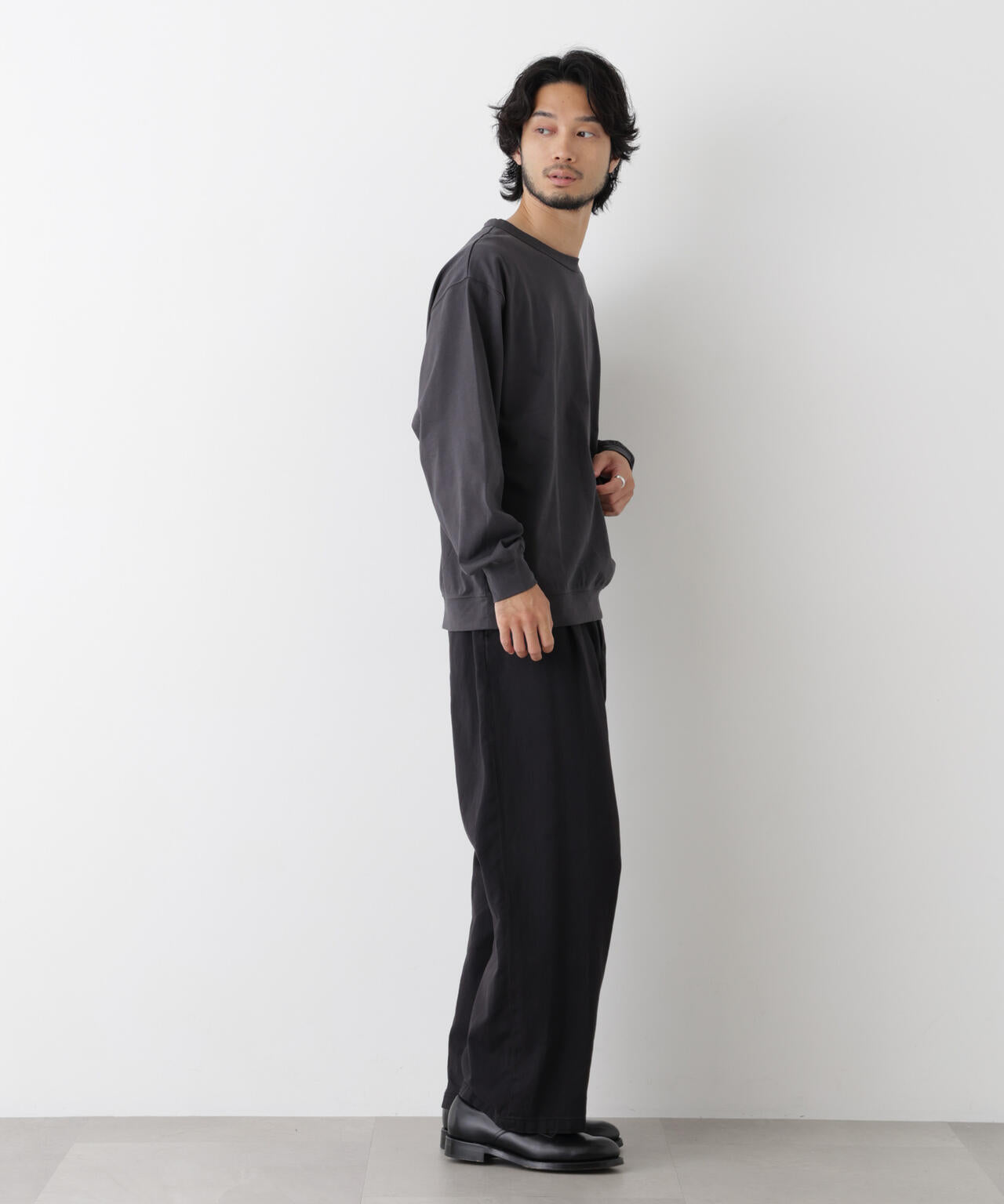 ソフトメランジクルーネックTシャツ 長袖