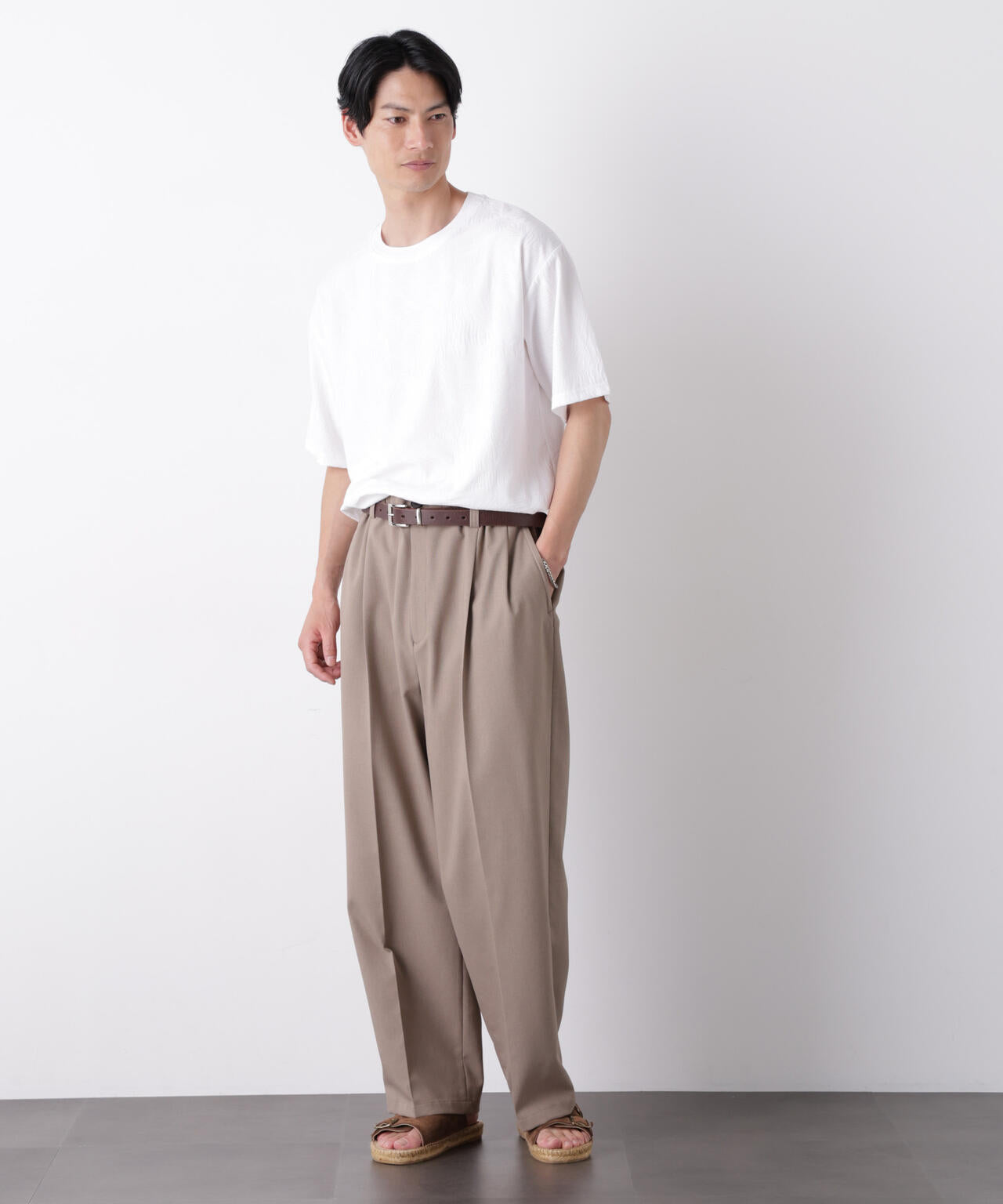 リンクスジャガードリーフ柄Tシャツ